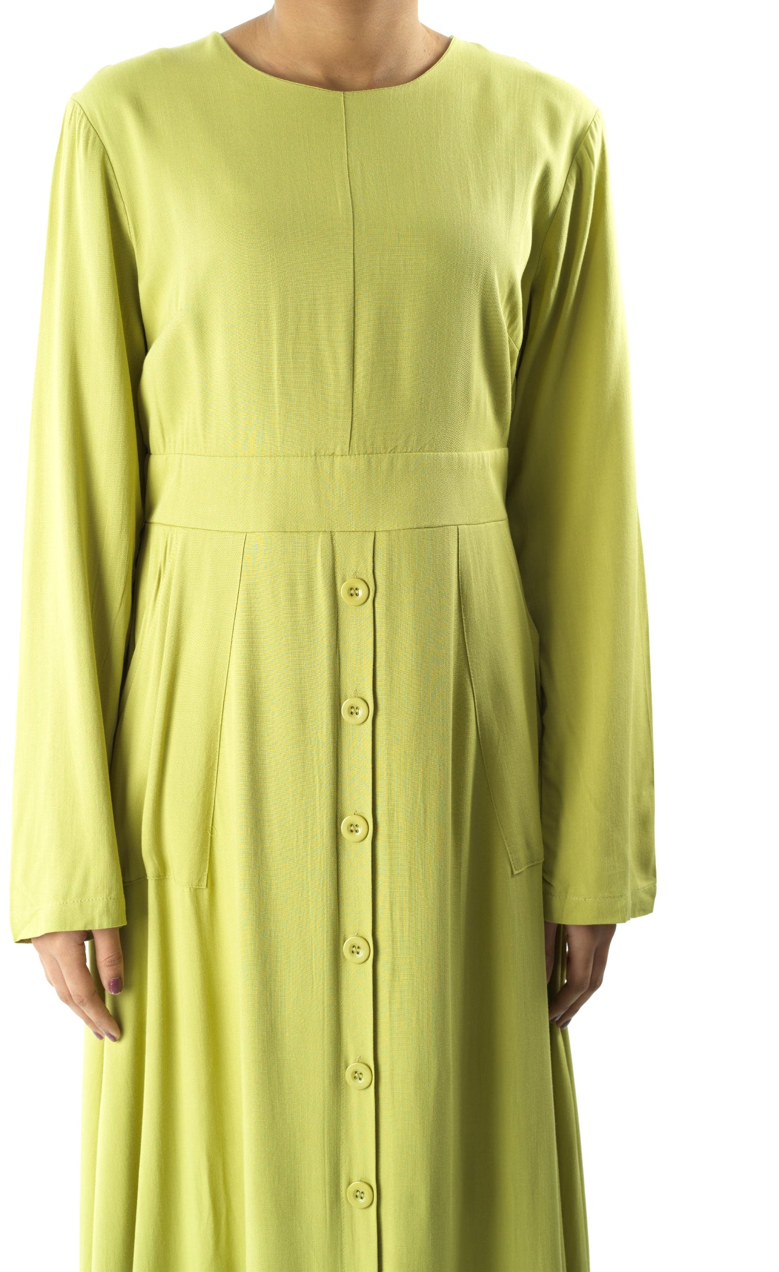 Apple green Manal button down Modal dress Kabayare