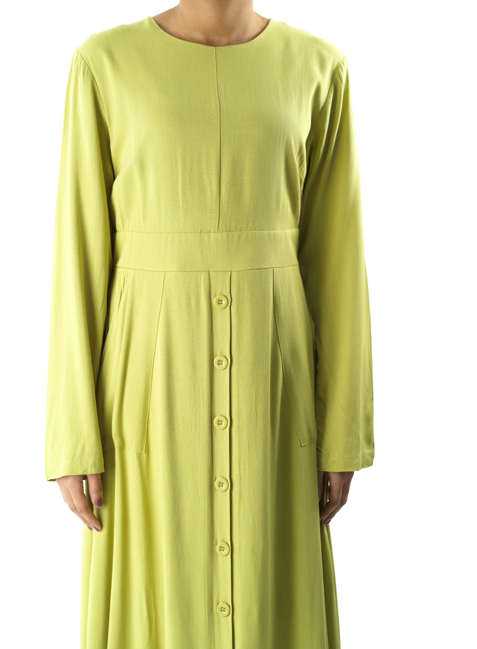 Apple green Manal button down Modal dress Kabayare