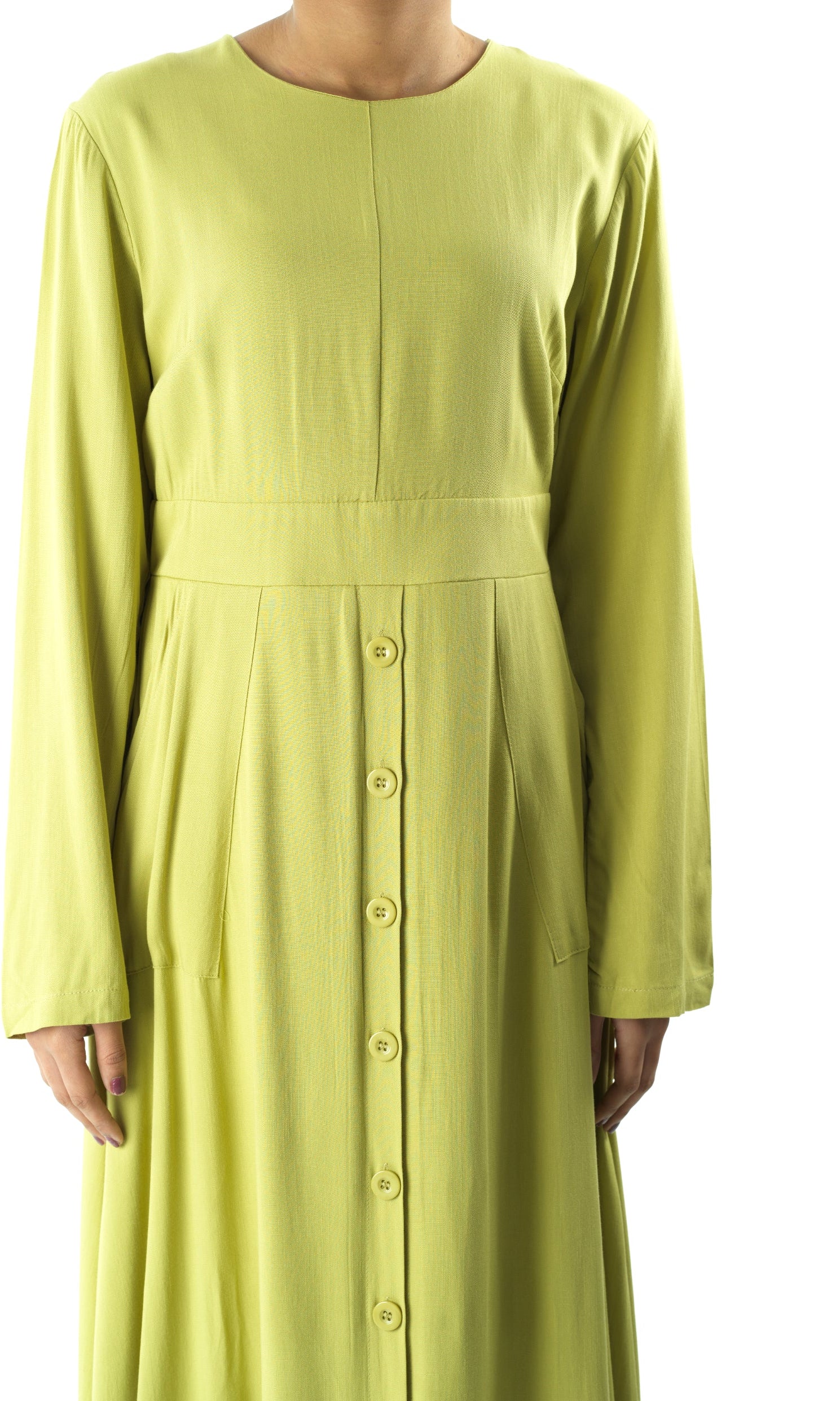 Apple green Manal button down Modal dress Kabayare