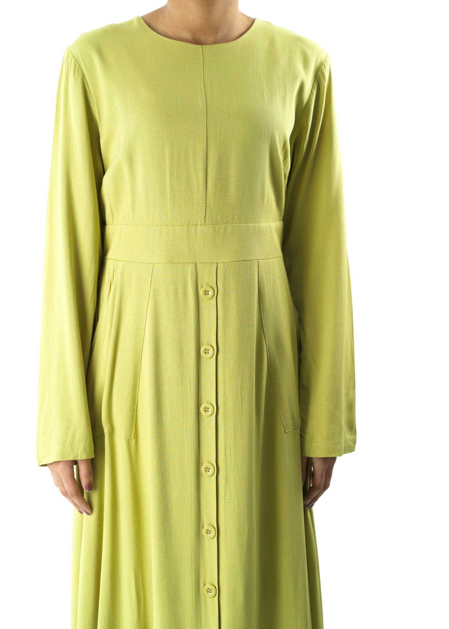 Apple green Manal button down Modal dress Kabayare