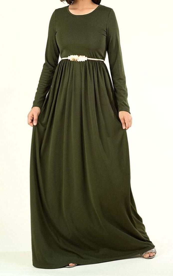 Army Green Original Milk Silk Maxi Dress Kabayare