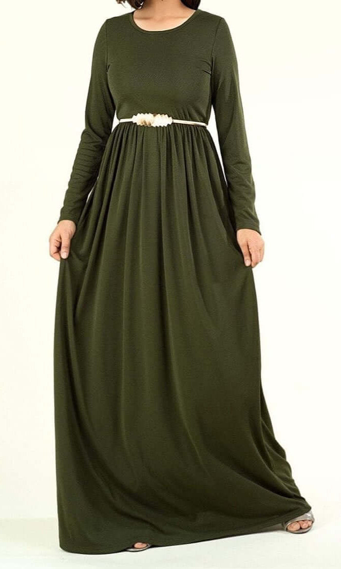 Army Green Original Milk Silk Maxi Dress Kabayare