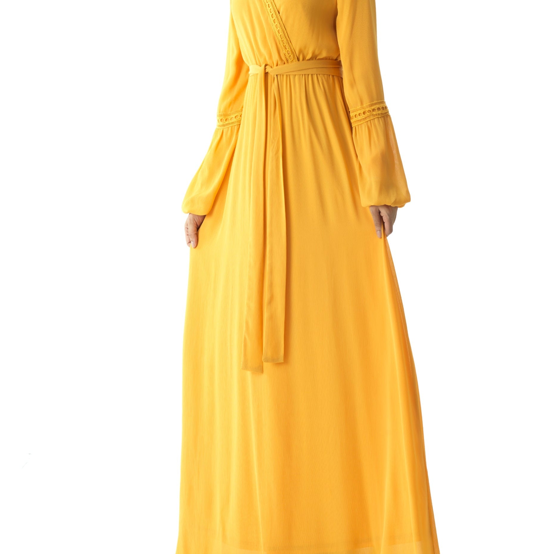 Ayesha v-neck lace details maxi dress Kabayare