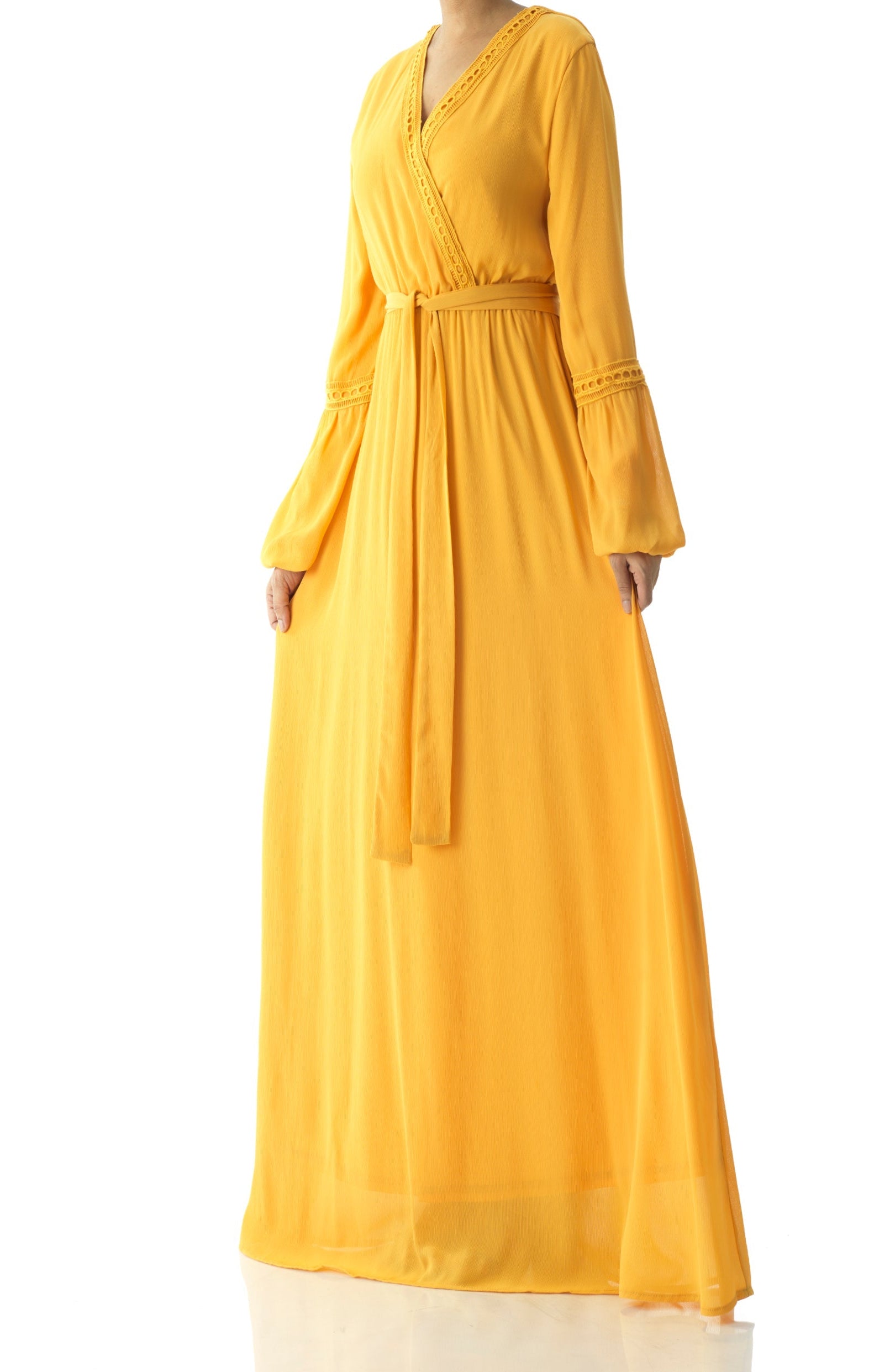 Ayesha v-neck lace details maxi dress Kabayare