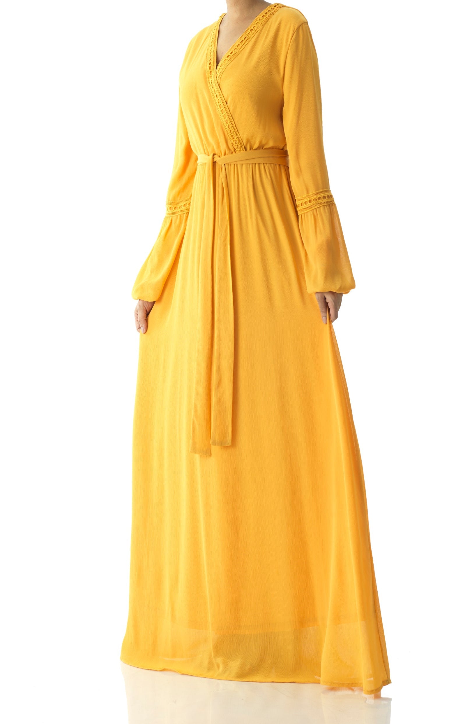 Ayesha v-neck lace details maxi dress Kabayare