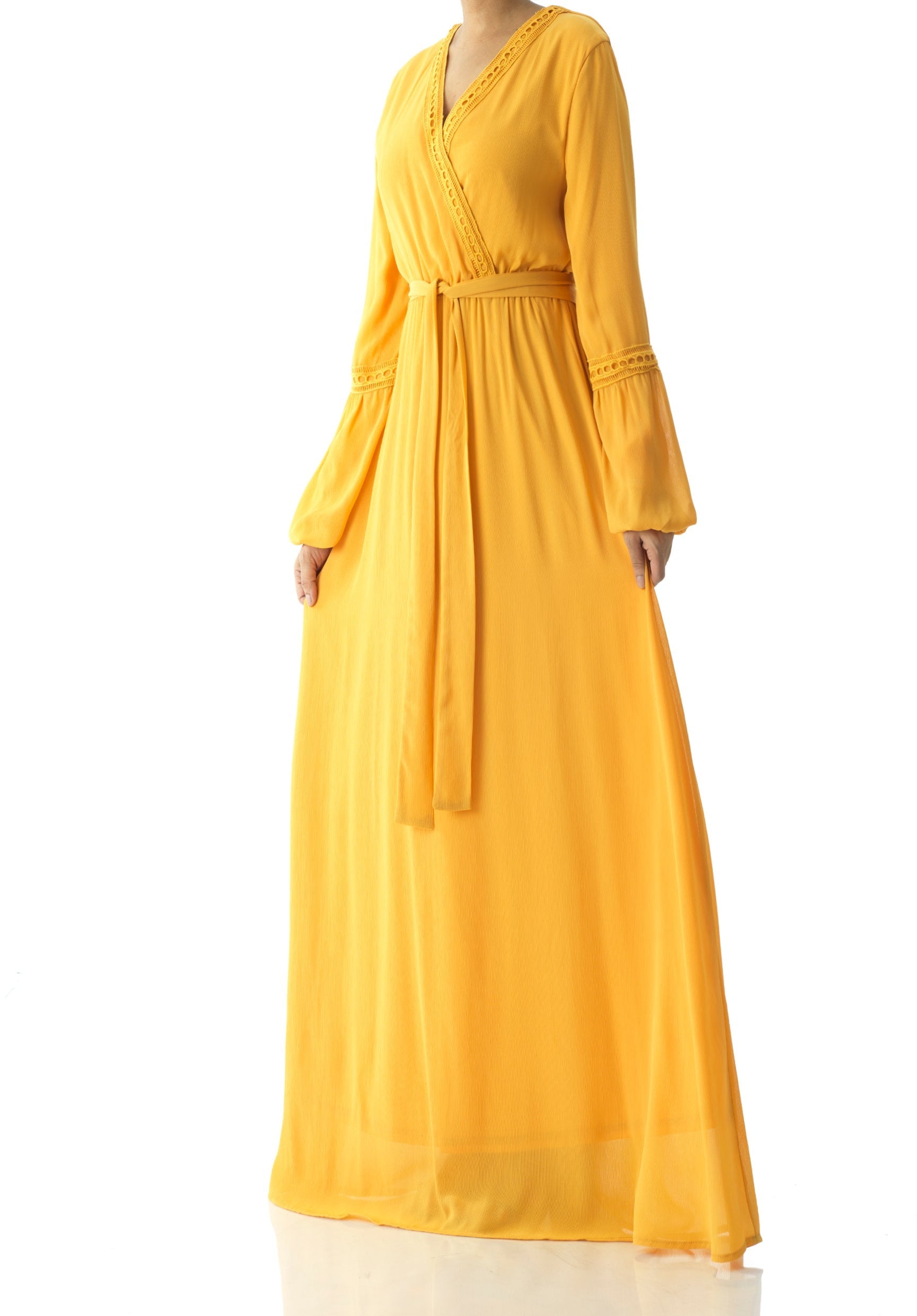Ayesha v-neck lace details maxi dress Kabayare