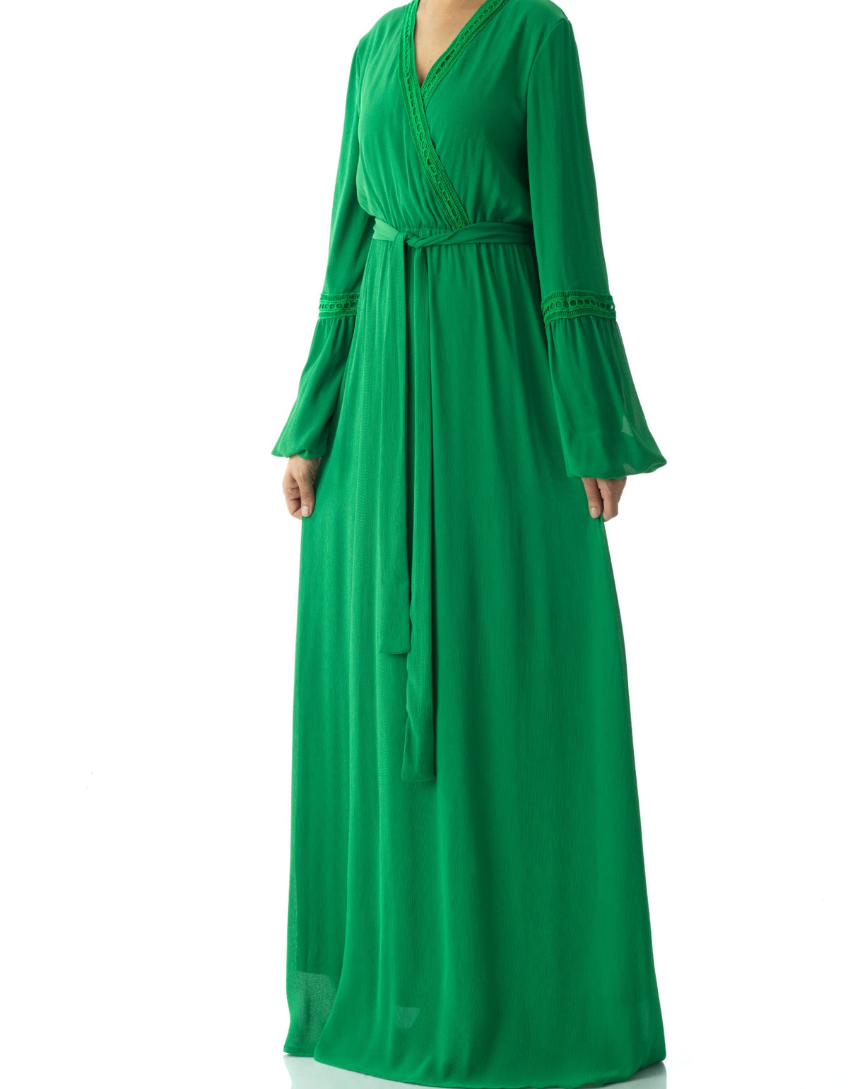 Ayesha v-neck lace details maxi dress Kabayare