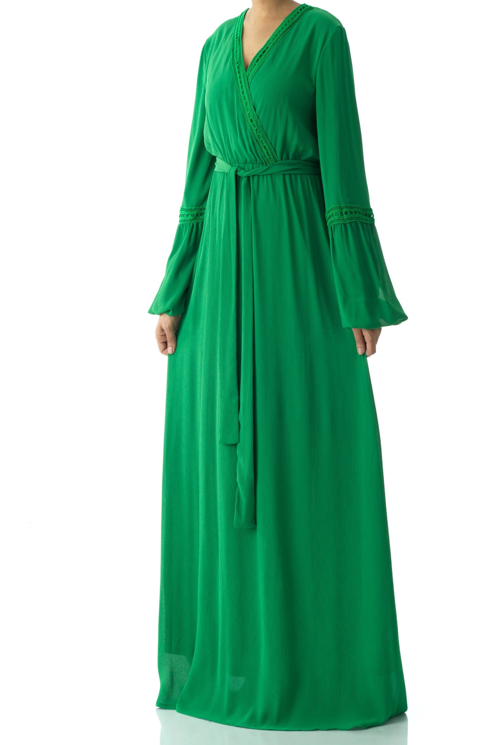 Ayesha v-neck lace details maxi dress Kabayare