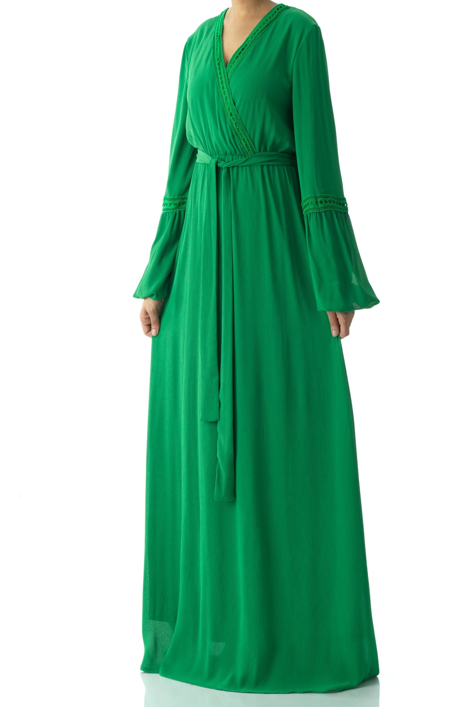 Ayesha v-neck lace details maxi dress Kabayare