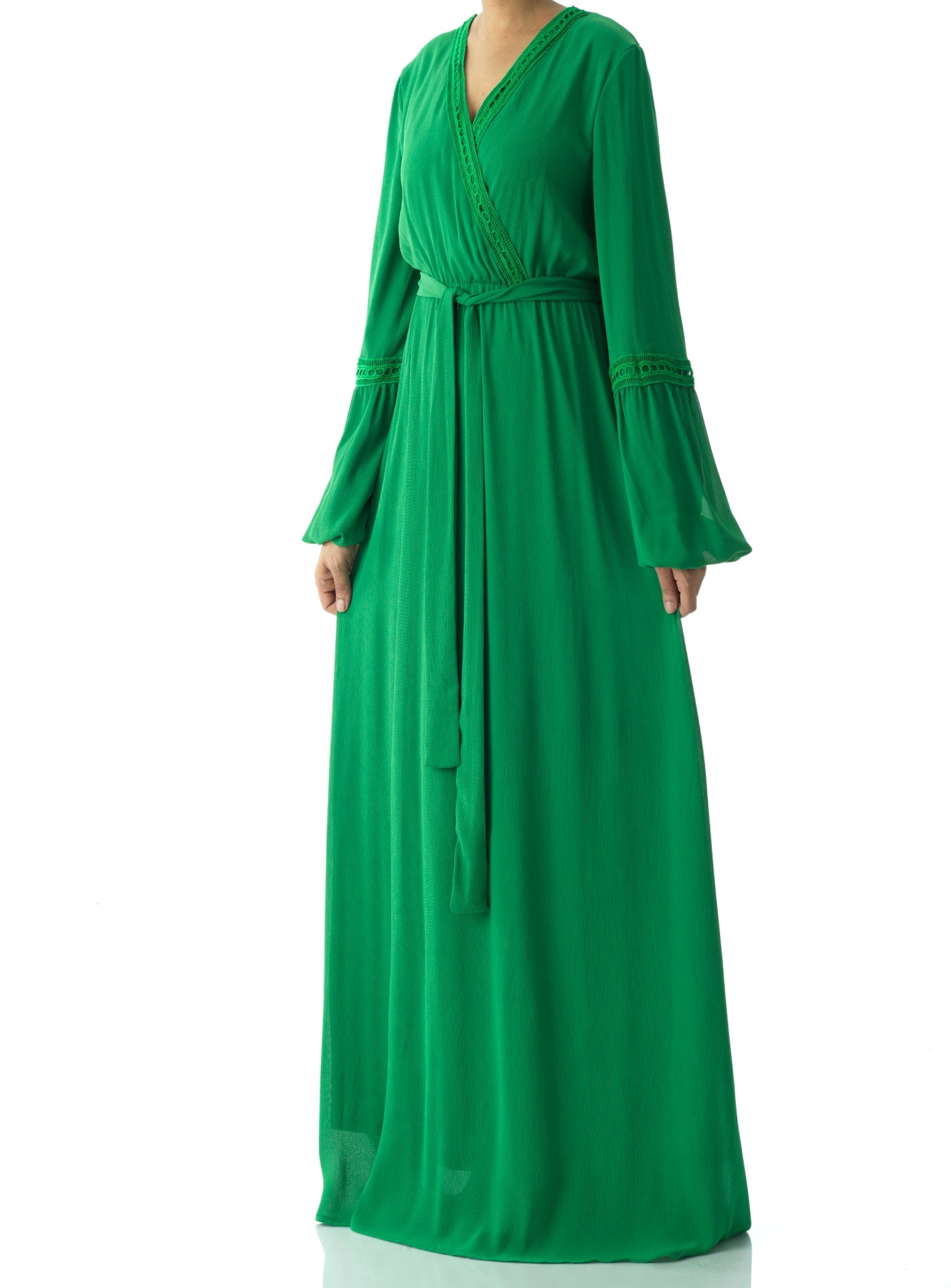 Ayesha v-neck lace details maxi dress Kabayare