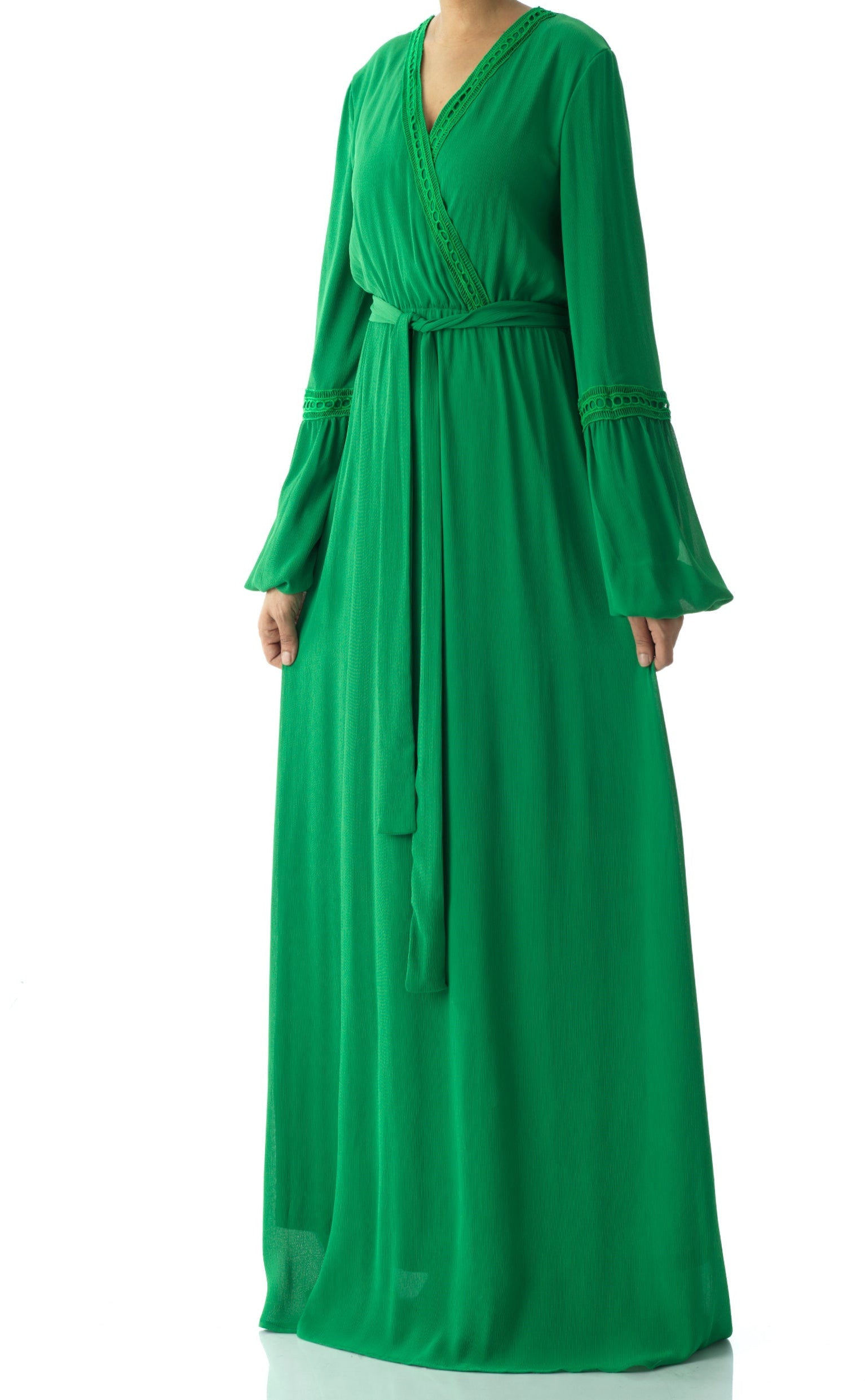 Ayesha v-neck lace details maxi dress Kabayare