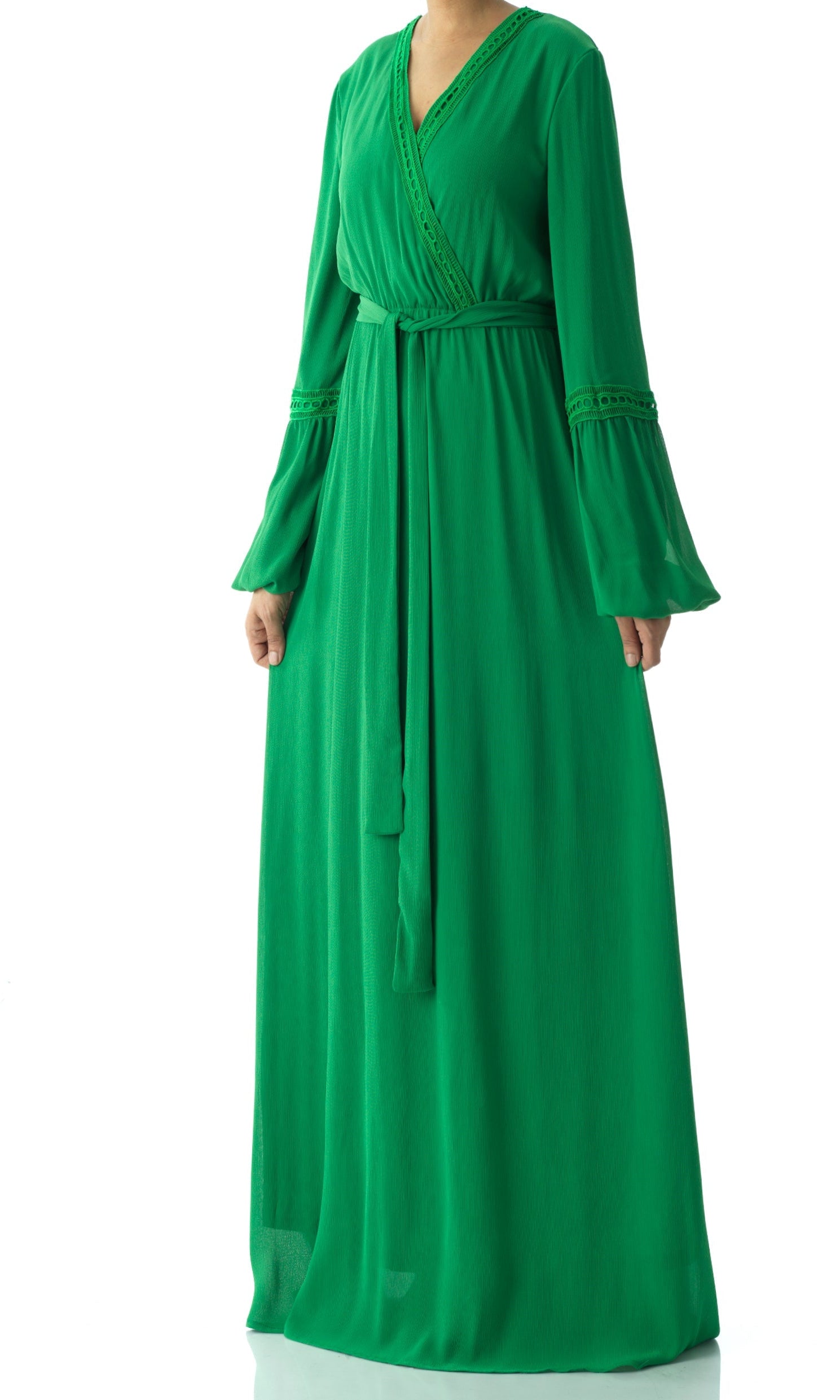 Ayesha v-neck lace details maxi dress Kabayare