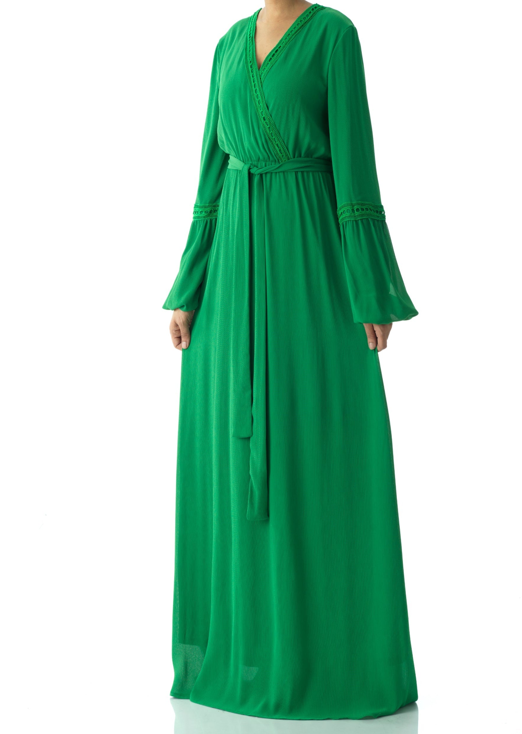 Ayesha v-neck lace details maxi dress Kabayare