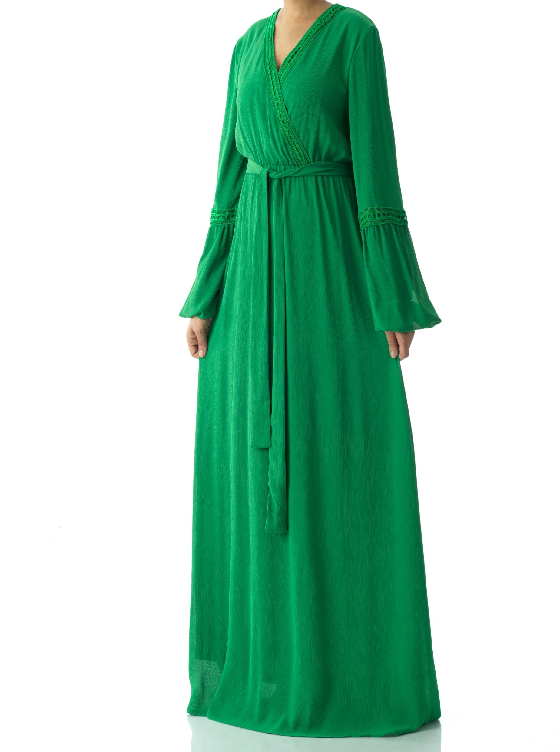 Ayesha v-neck lace details maxi dress Kabayare