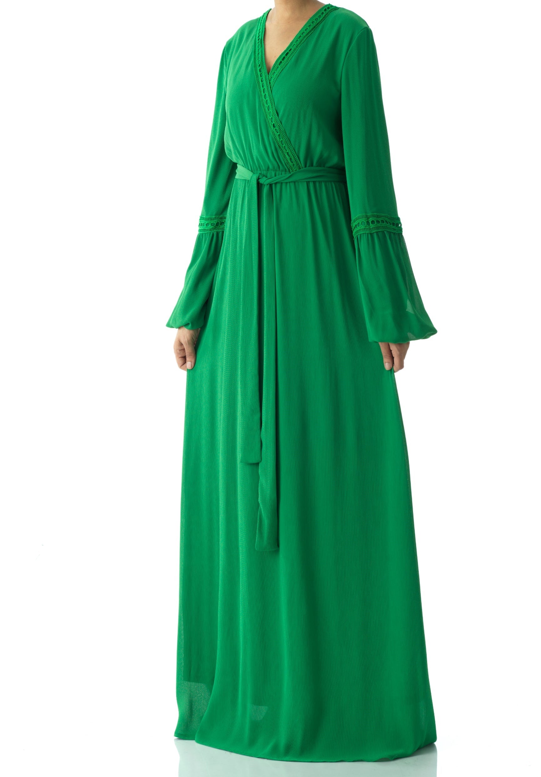 Ayesha v-neck lace details maxi dress Kabayare