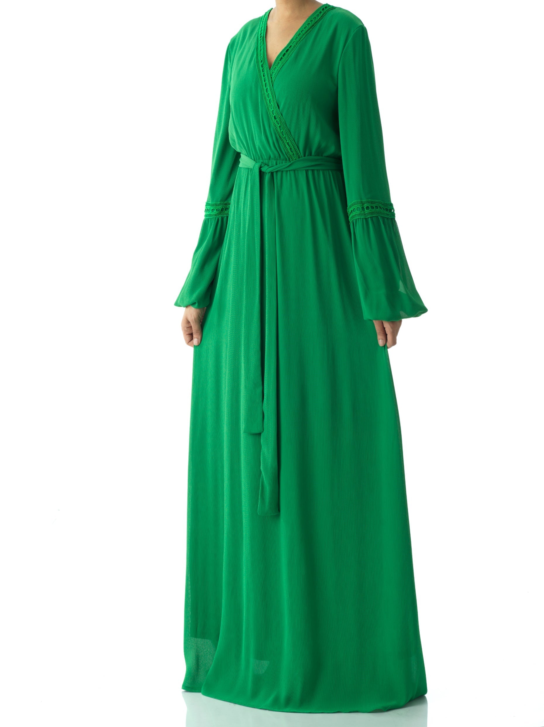 Ayesha v-neck lace details maxi dress Kabayare