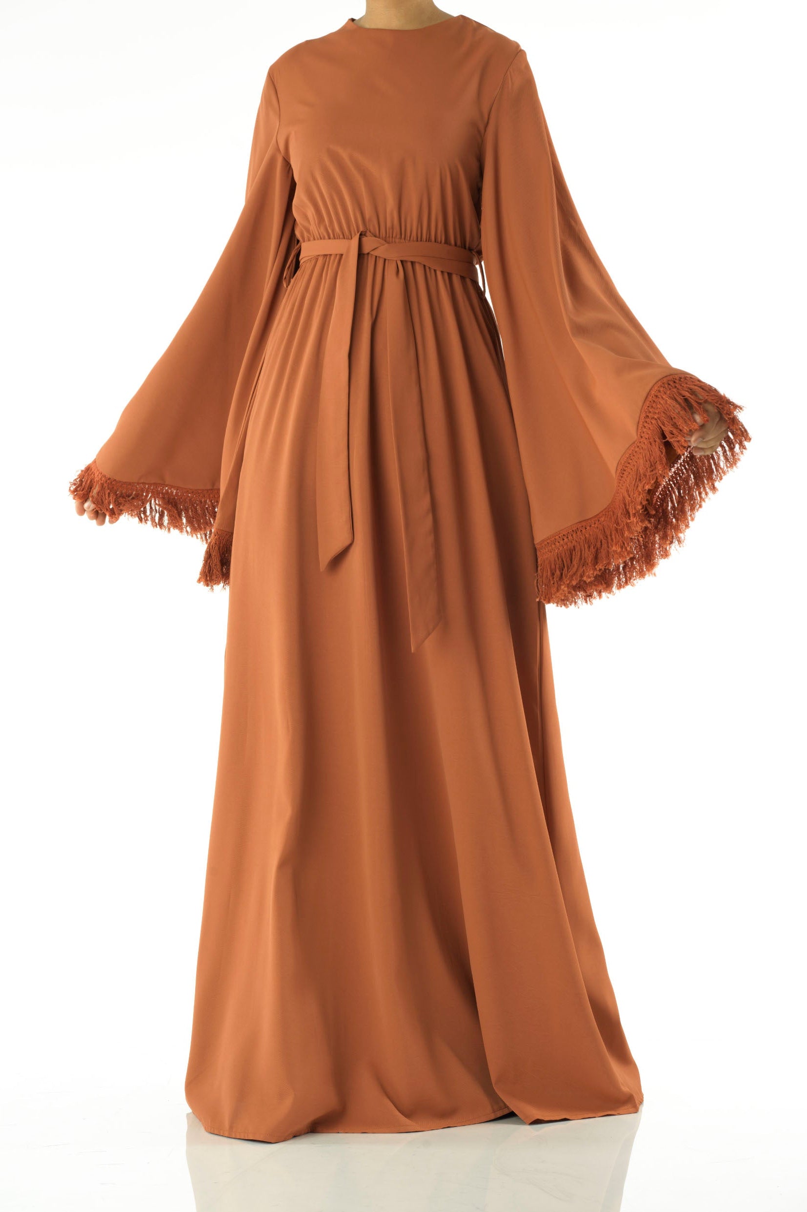 Be captivated in tassel modest maxi dress Kabayare