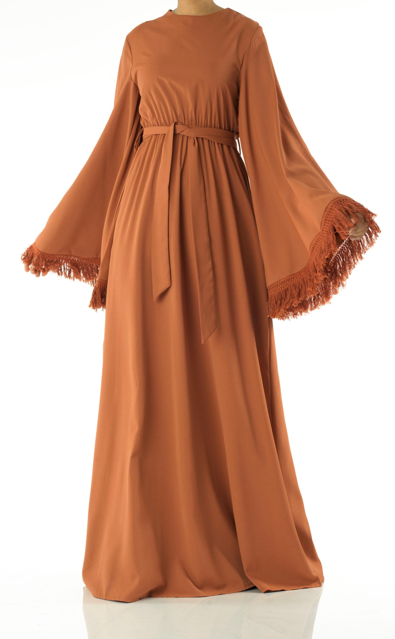 Be captivated in tassel modest maxi dress Kabayare