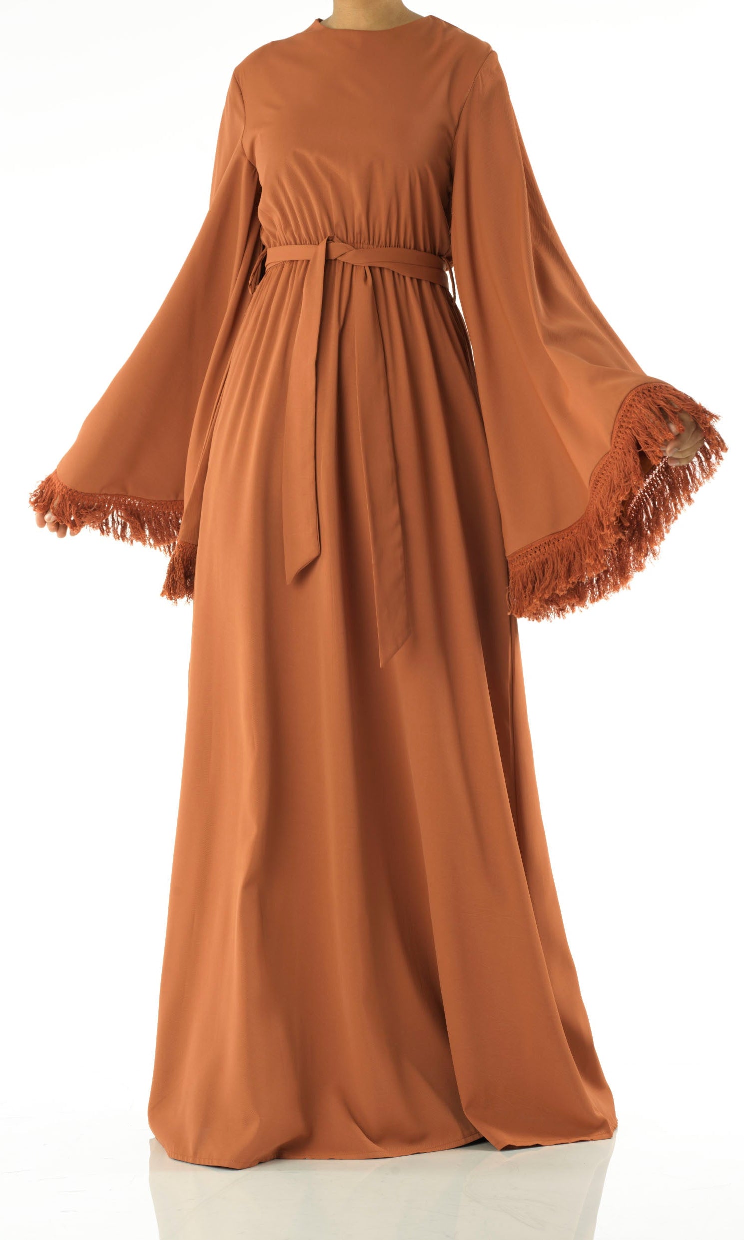 Be captivated in tassel modest maxi dress Kabayare