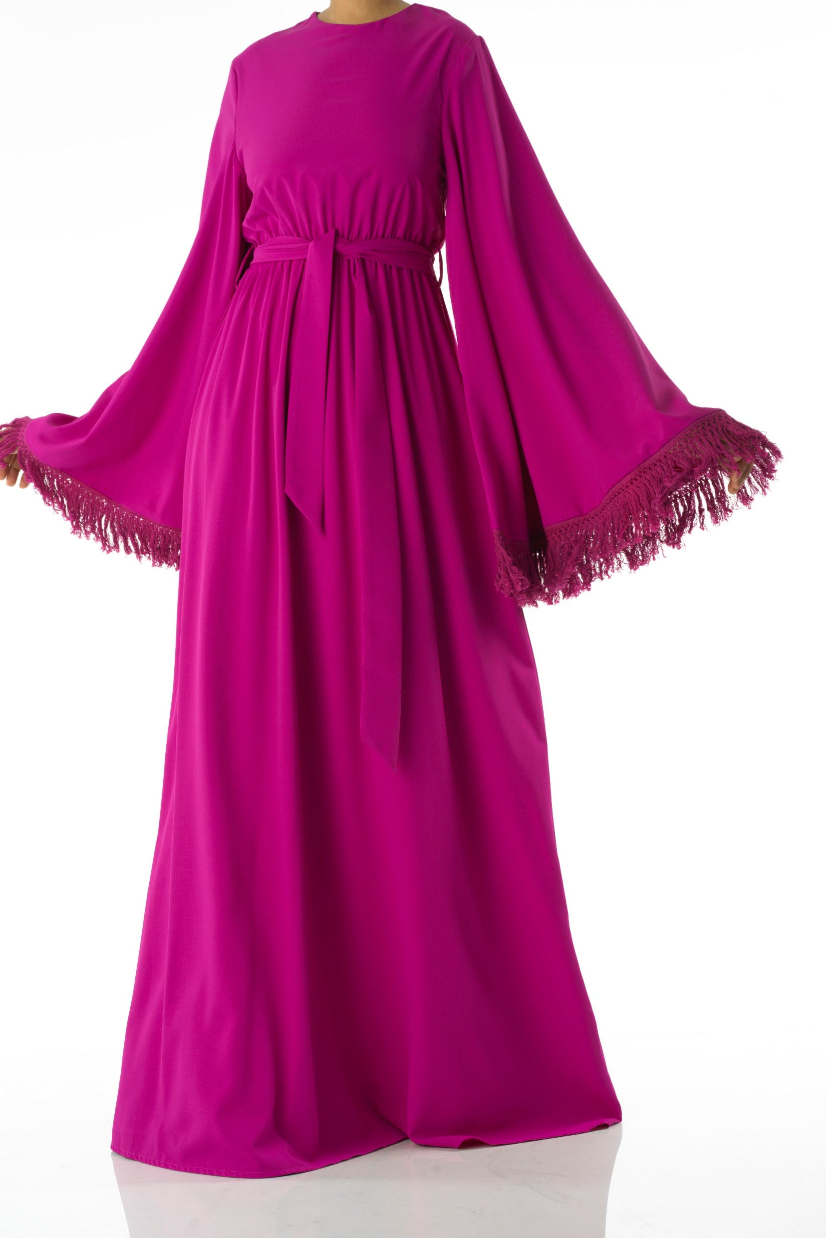 Be captivated in tassel modest maxi dress Kabayare