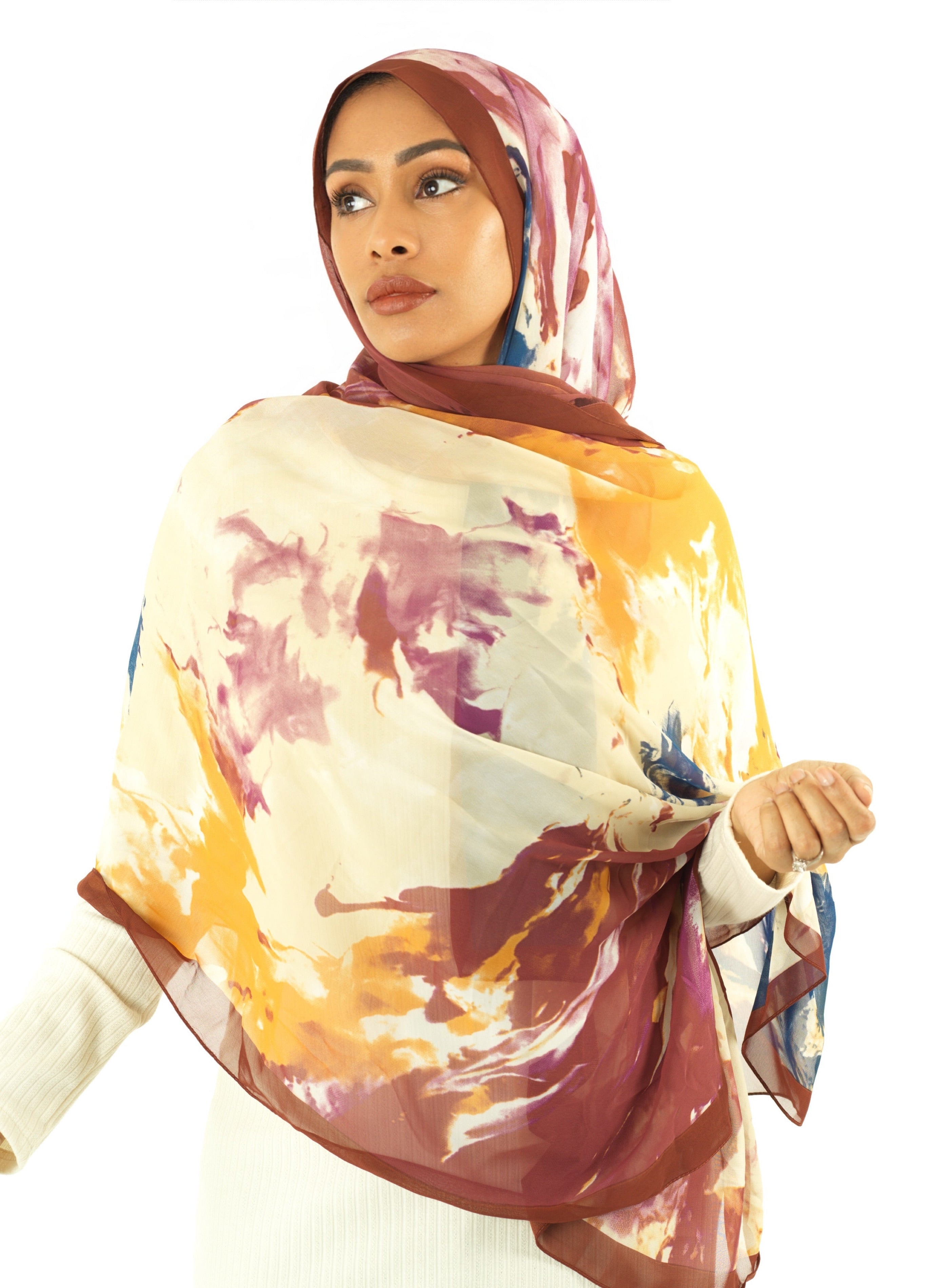Beauty of Art Chiffon print hijab Kabayare