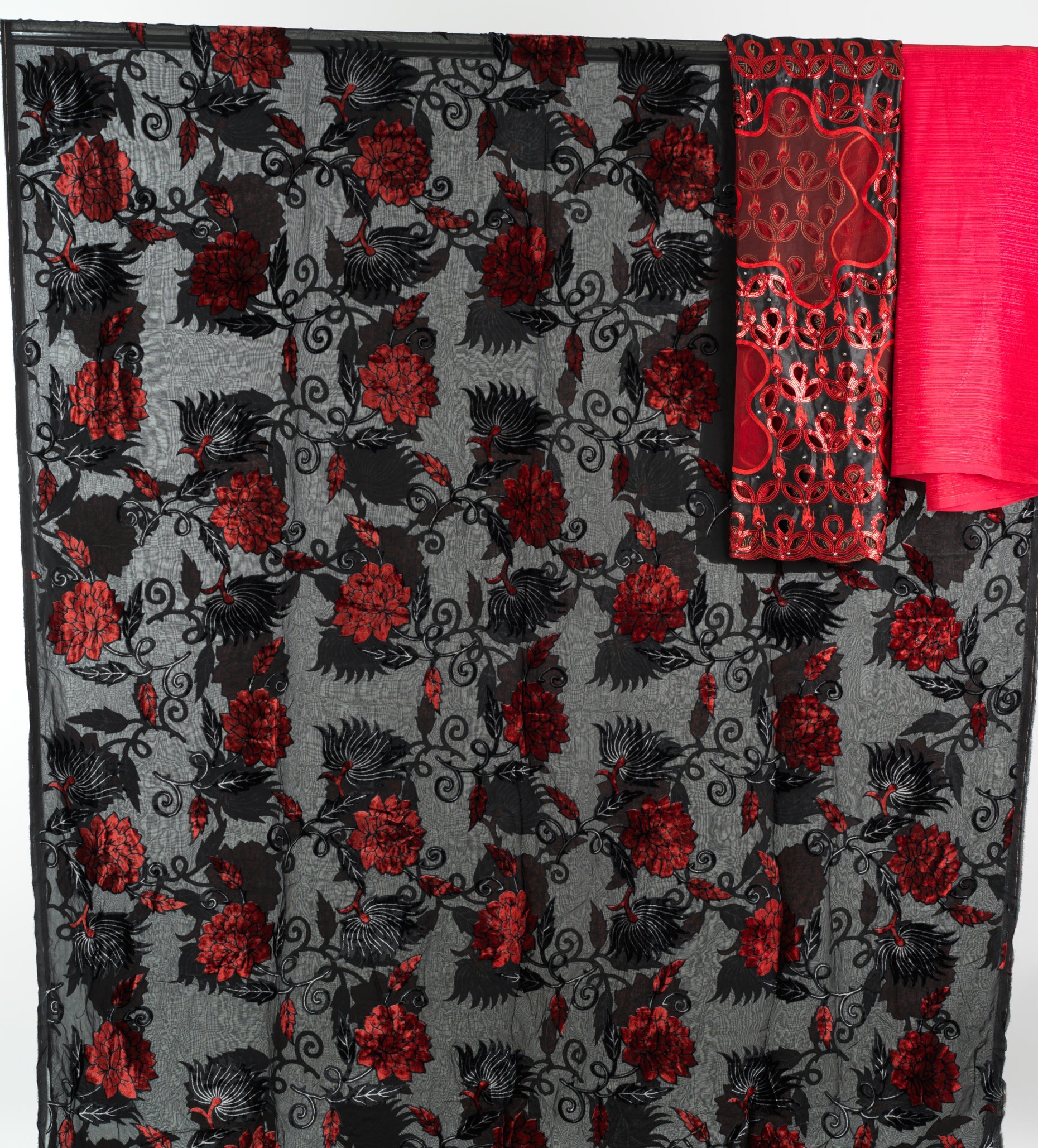 Black and red Floral Maqbal Dirac Kabayare