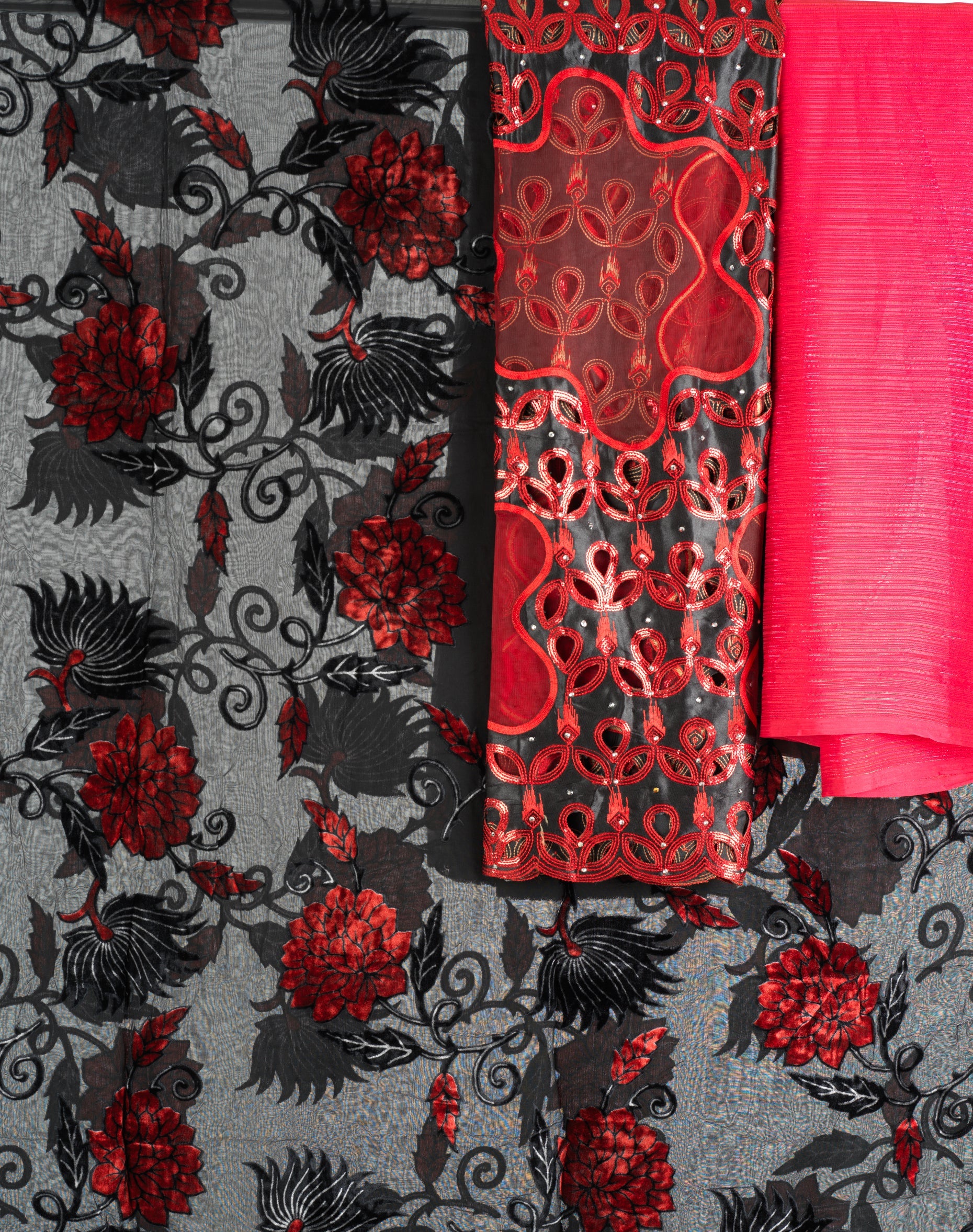 Black and red Floral Maqbal Dirac Kabayare