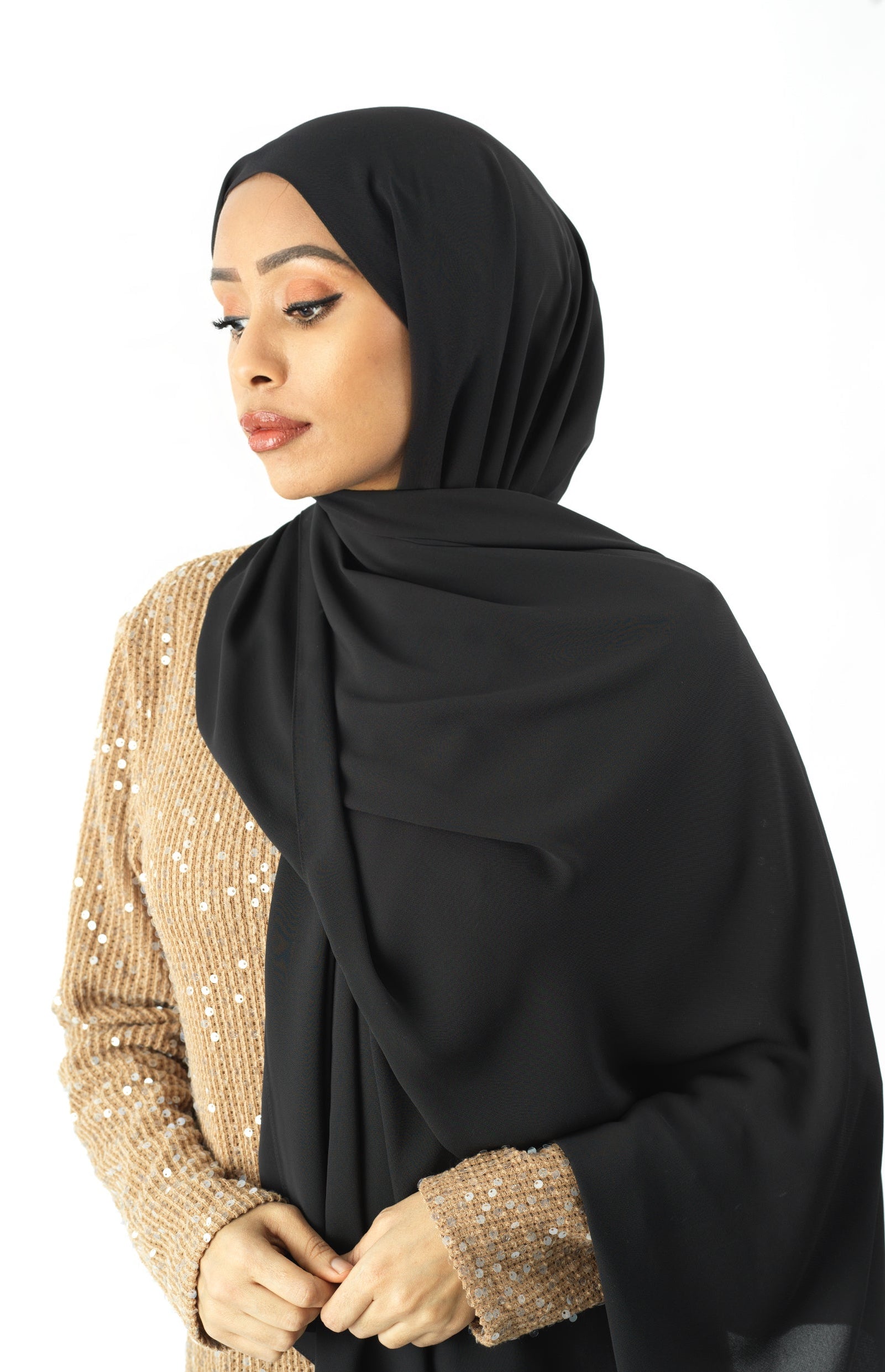Black Korean Chiffon hijab Kabayare