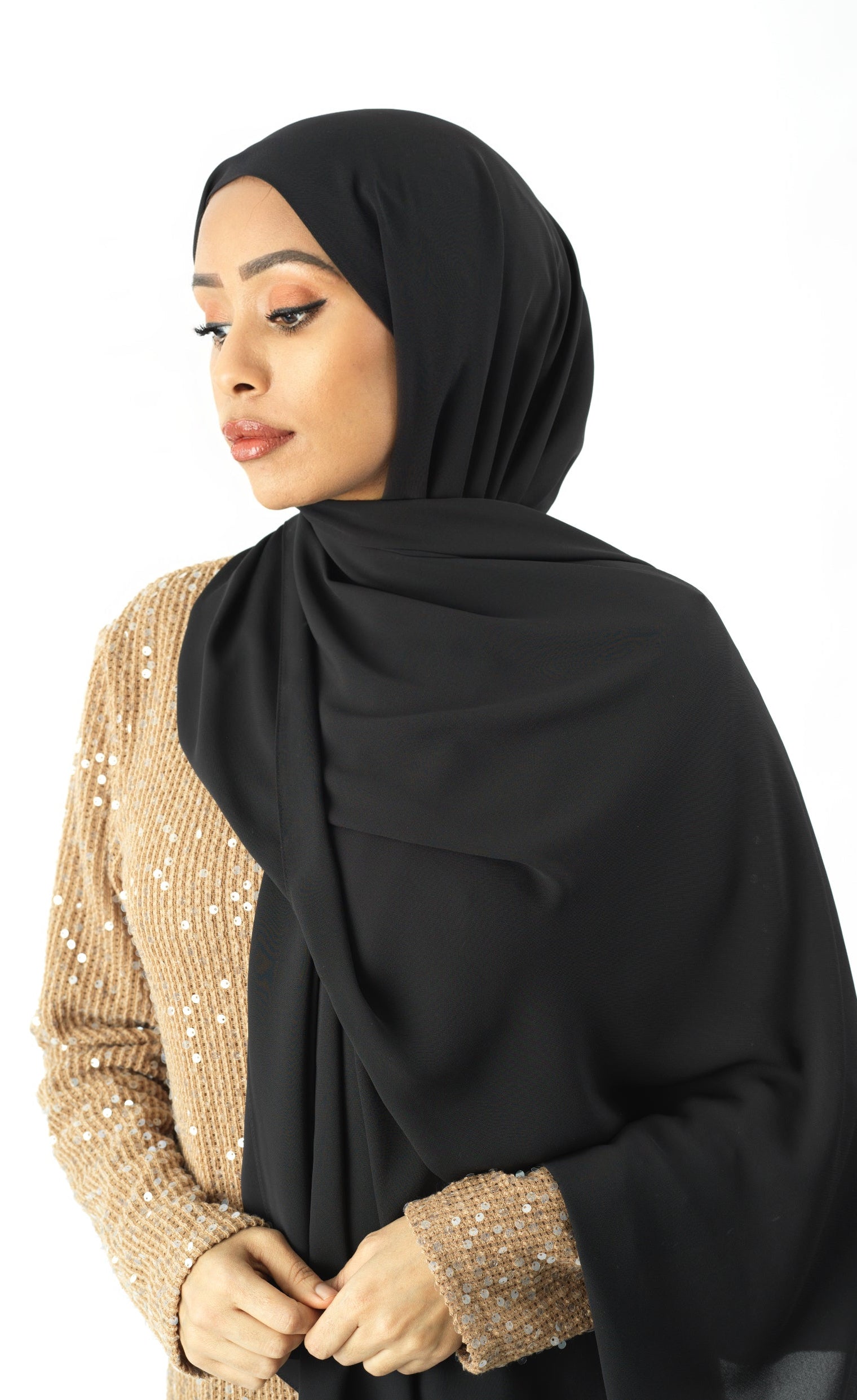 Black Korean Chiffon hijab Kabayare