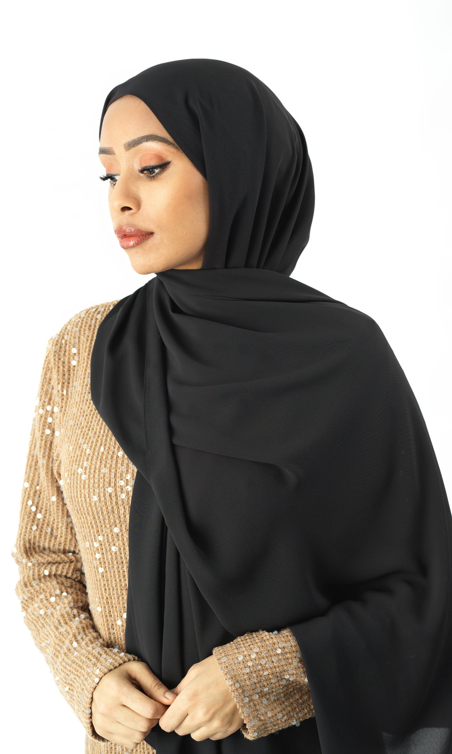 Black Korean Chiffon hijab Kabayare