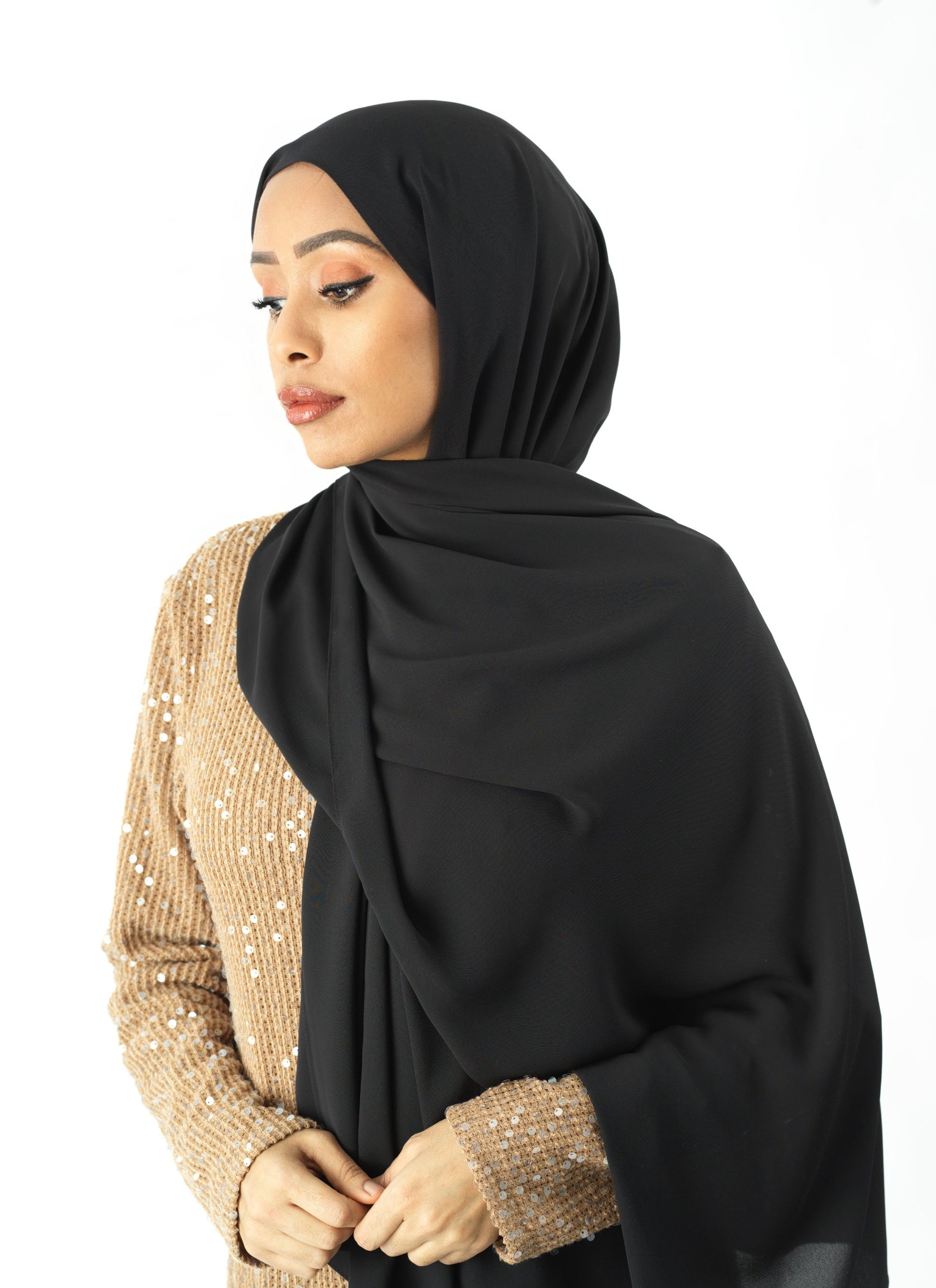 Black Korean Chiffon hijab Kabayare