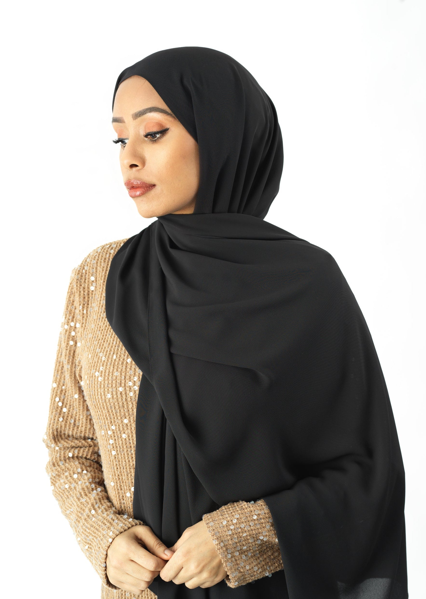 Black Korean Chiffon hijab Kabayare