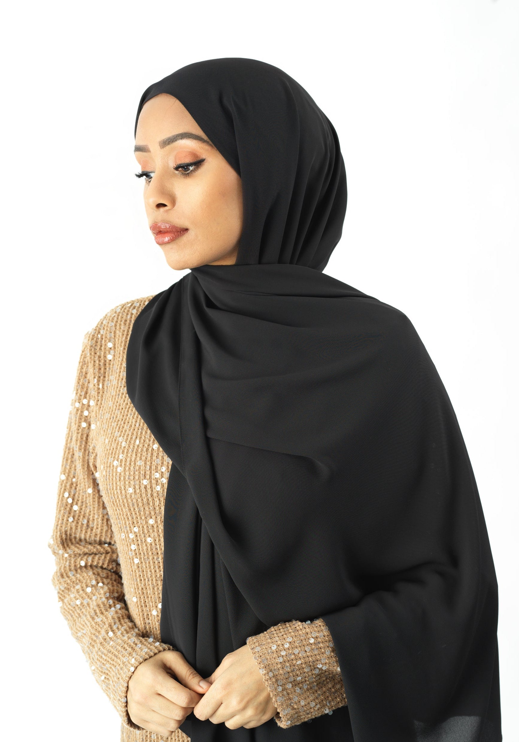 Black Korean Chiffon hijab Kabayare