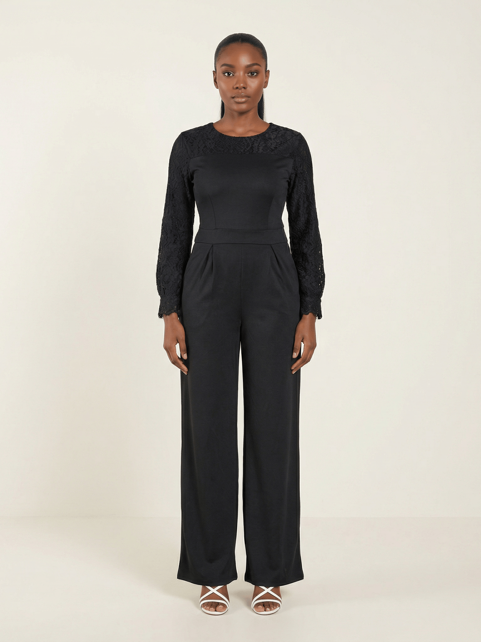 Black Lace Detailed Dress Jumpsuit Kabayare