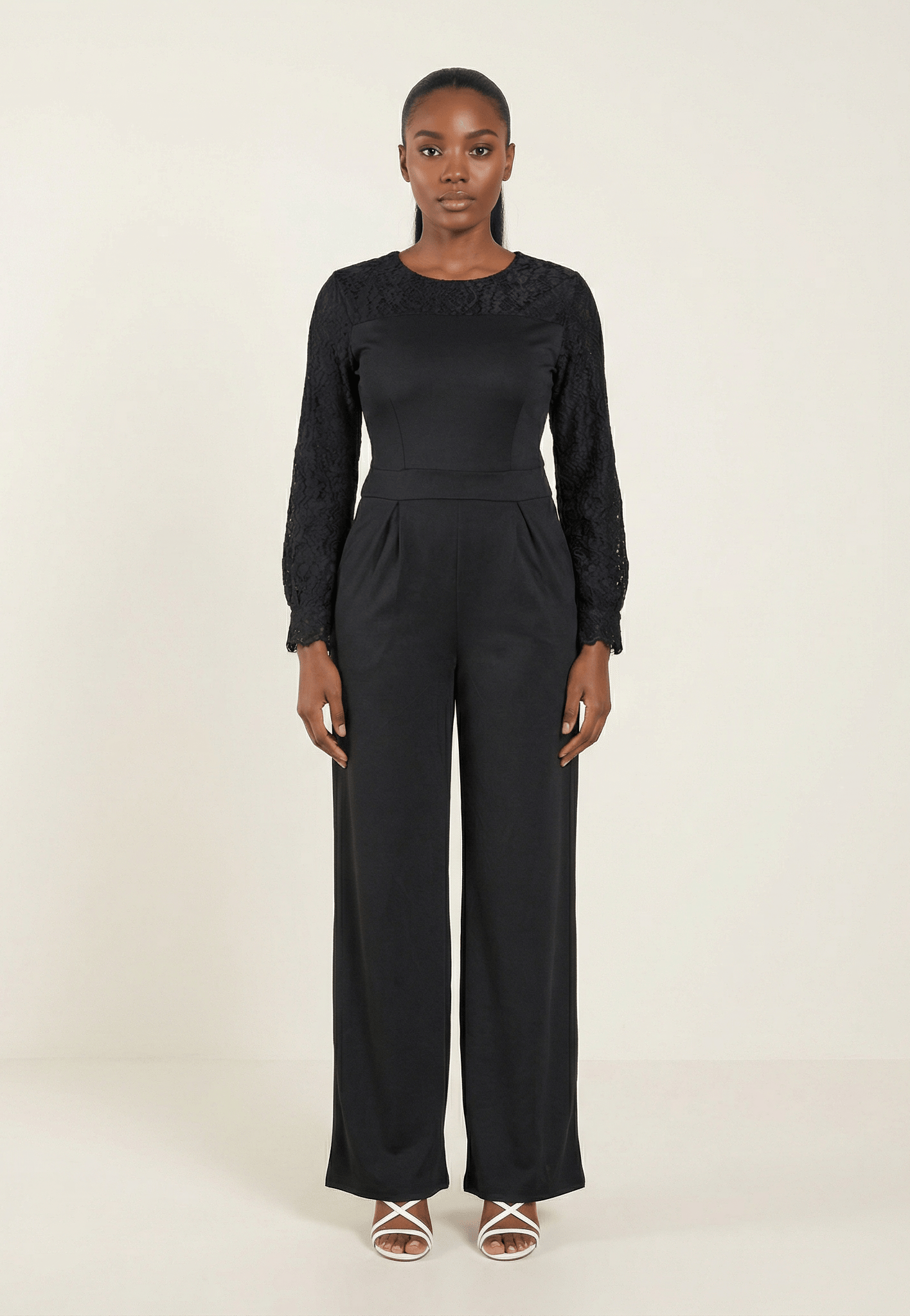 Black Lace Detailed Dress Jumpsuit Kabayare