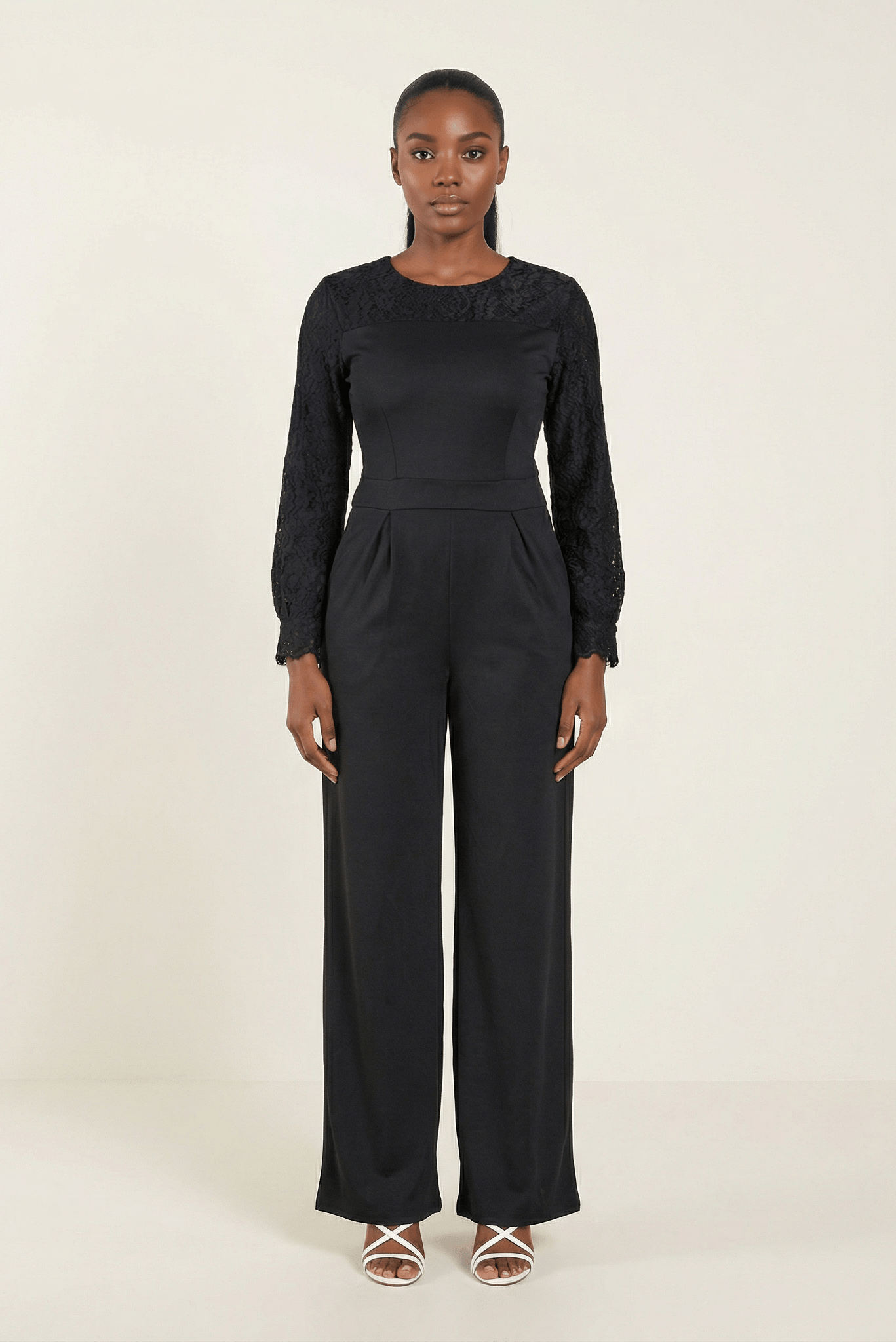 Black Lace Detailed Dress Jumpsuit Kabayare