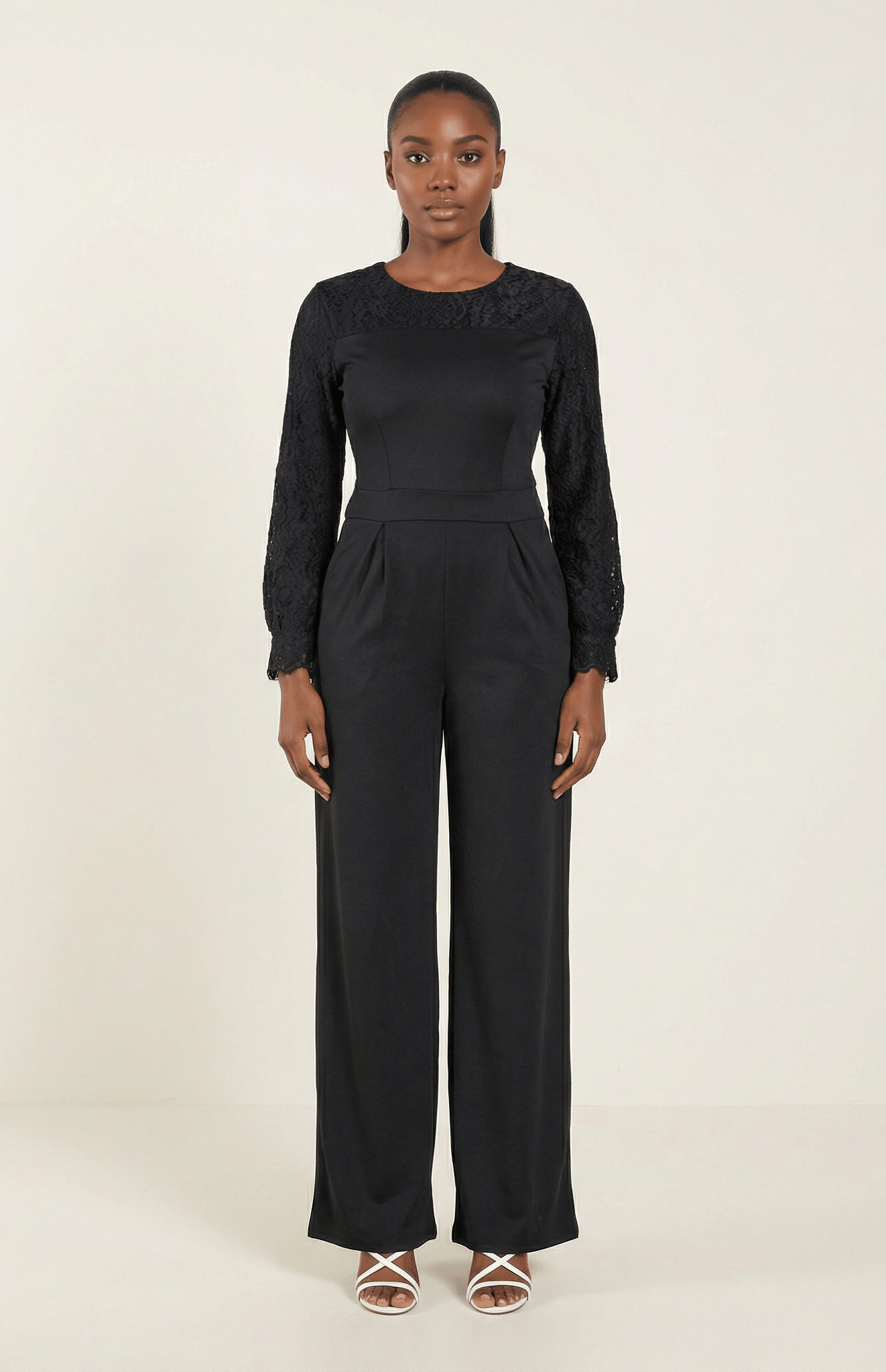 Black Lace Detailed Dress Jumpsuit Kabayare