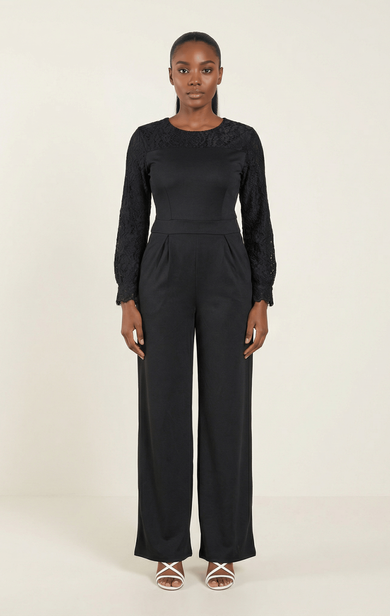 Black Lace Detailed Dress Jumpsuit Kabayare