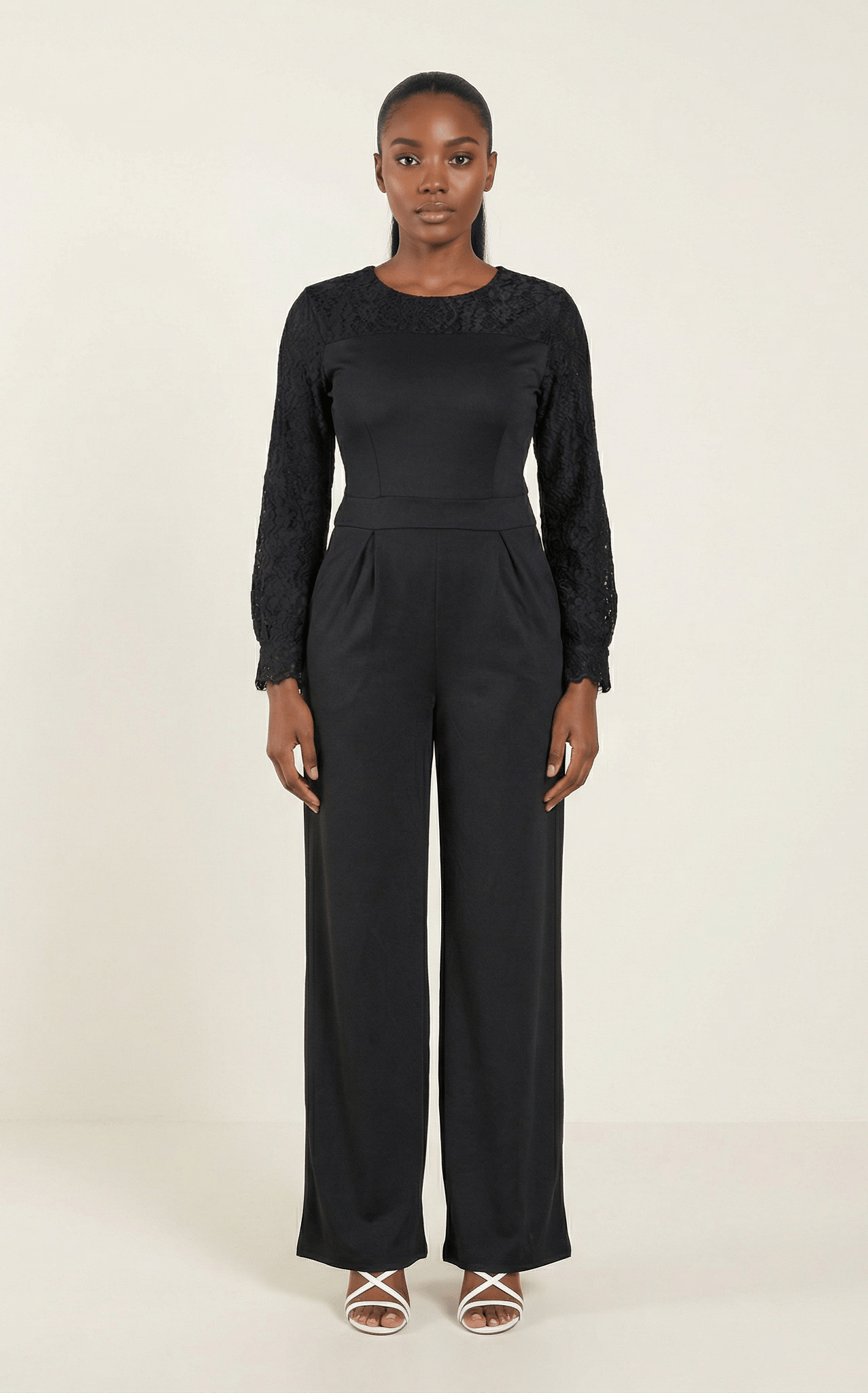 Black Lace Detailed Dress Jumpsuit Kabayare