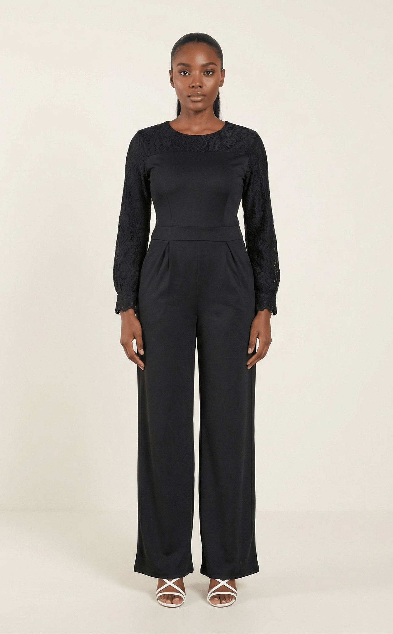 Black Lace Detailed Dress Jumpsuit Kabayare