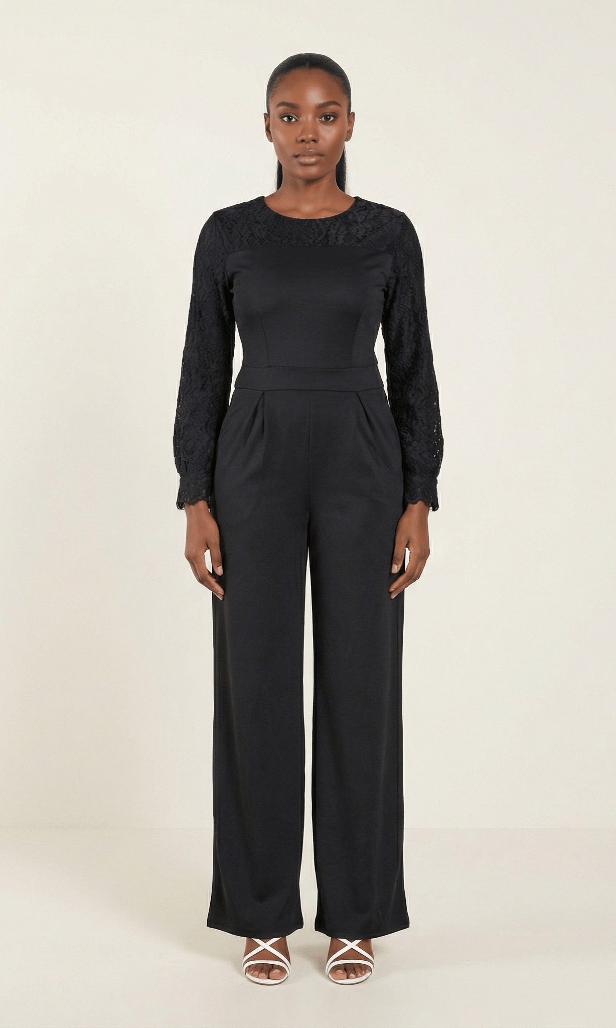 Black Lace Detailed Dress Jumpsuit Kabayare