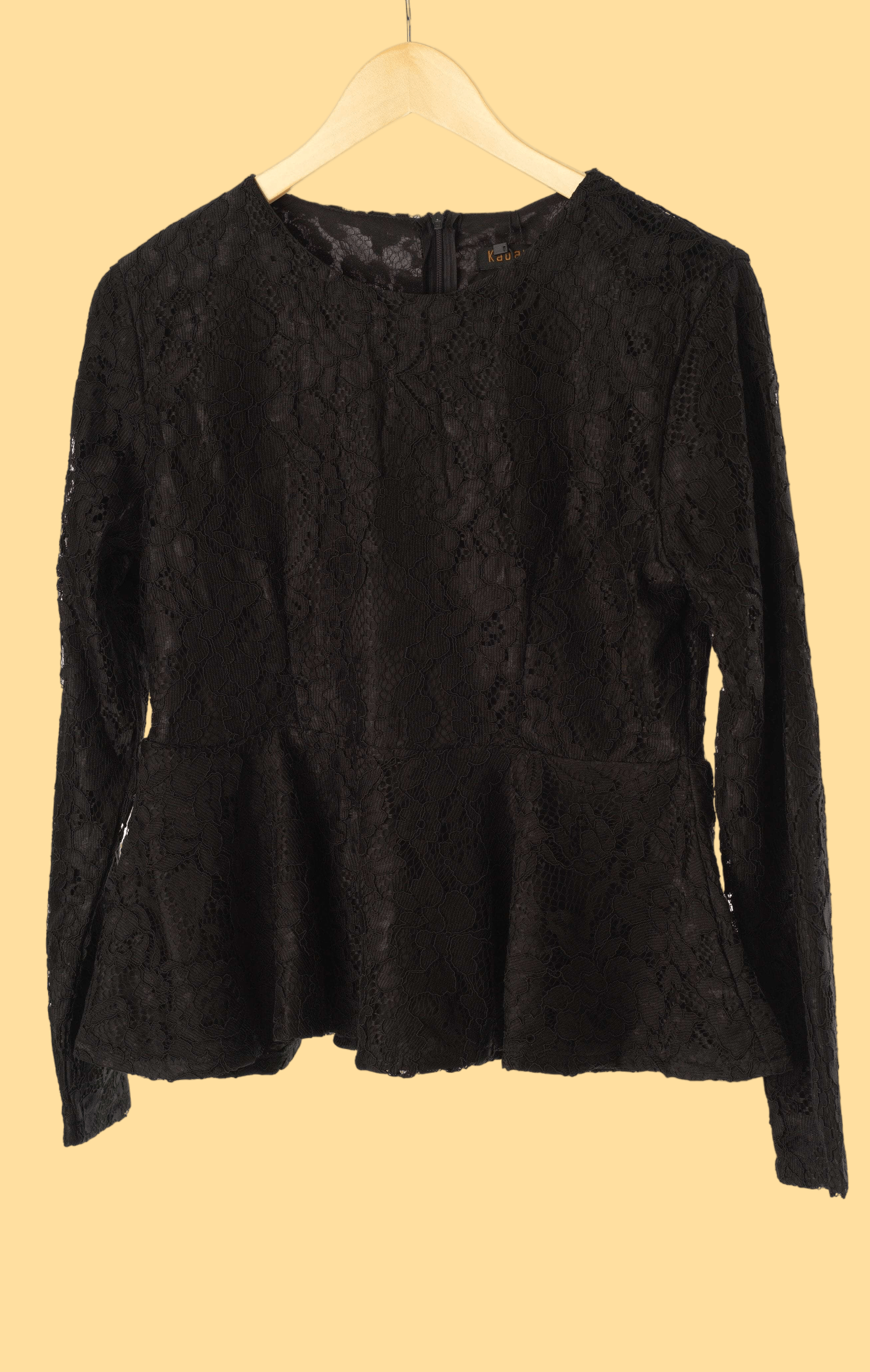 Black Lace Peplum Top Kabayare