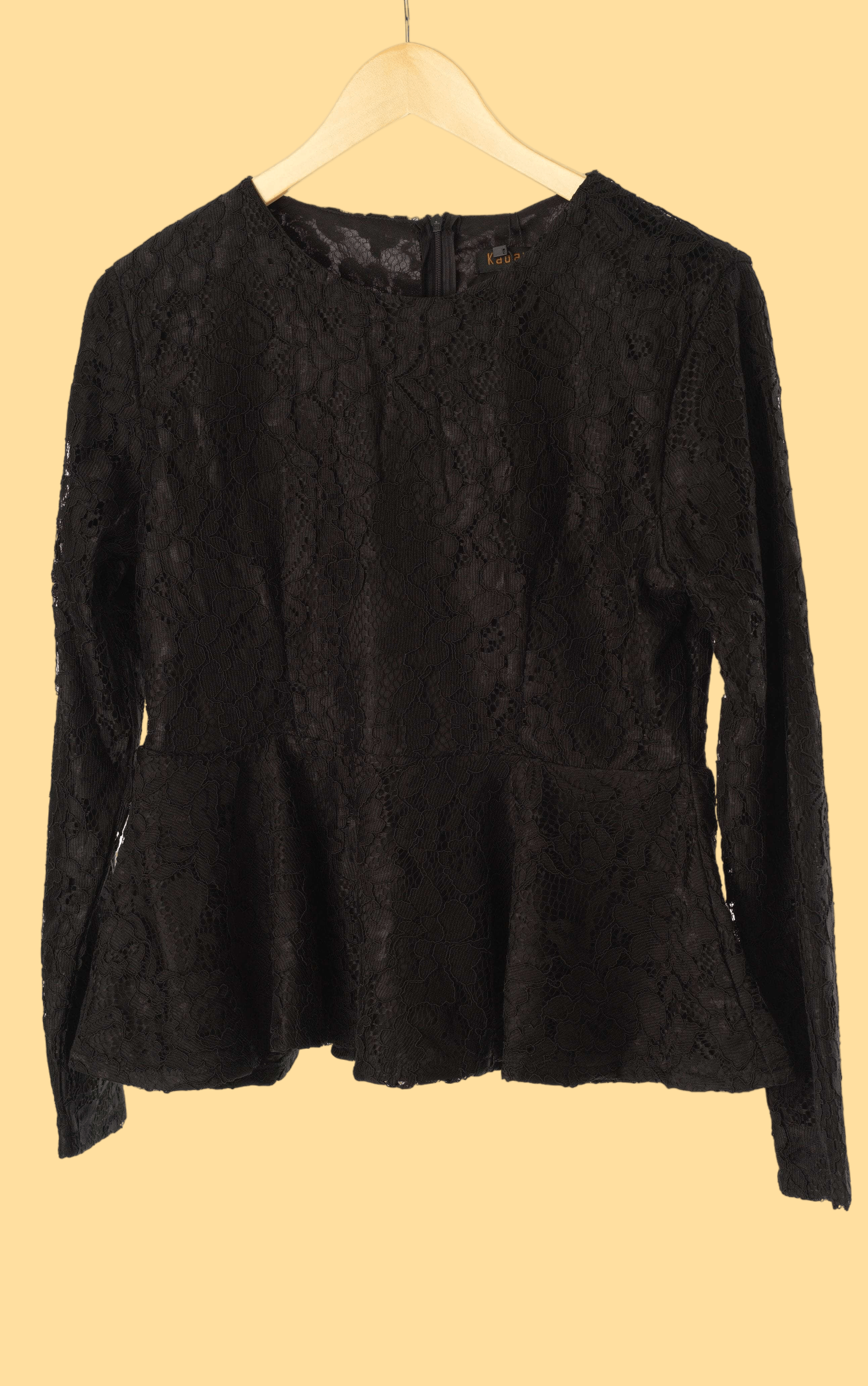 Black Lace Peplum Top Kabayare