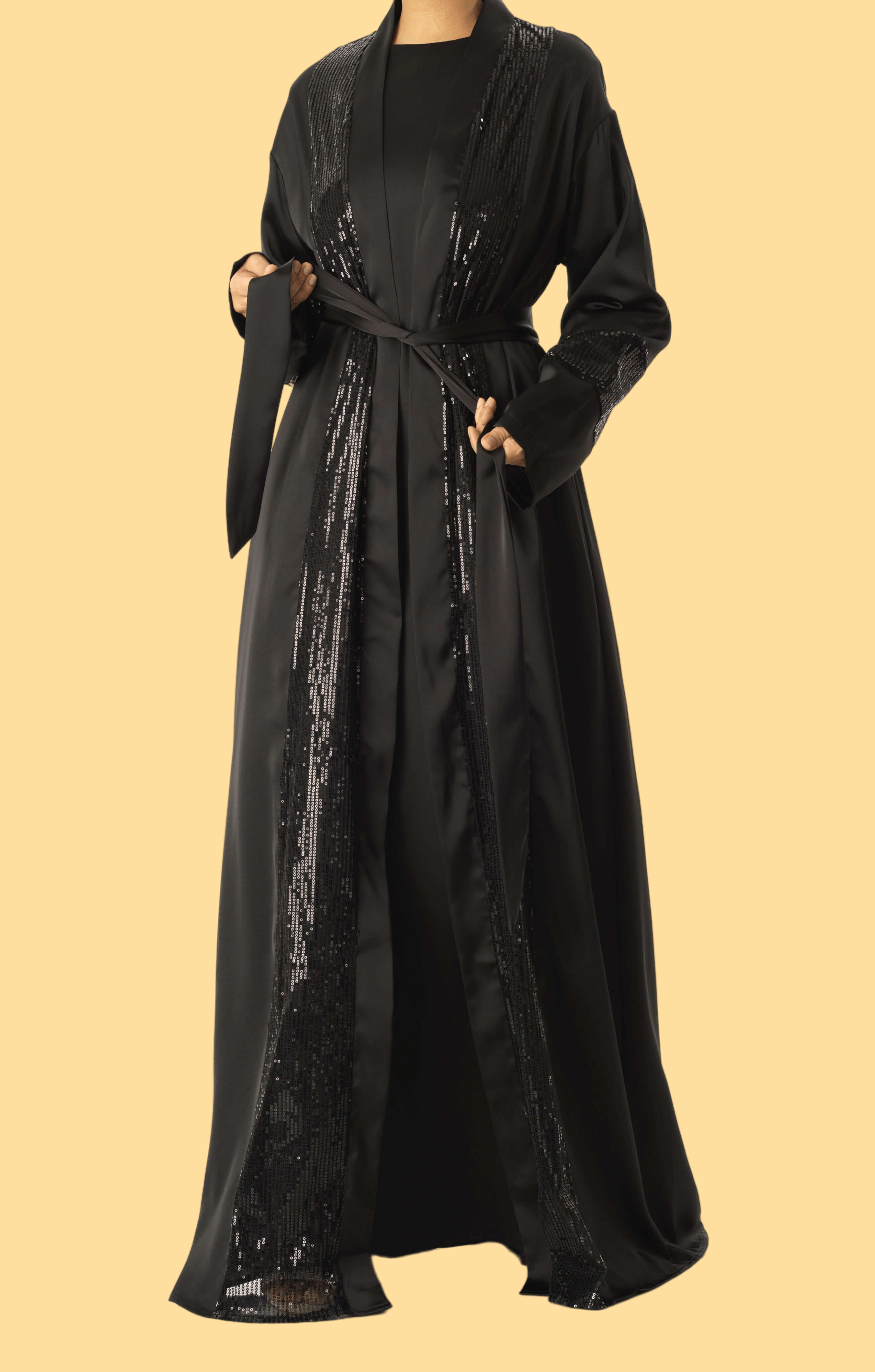 Black Malika sequin Abaya set Kabayare