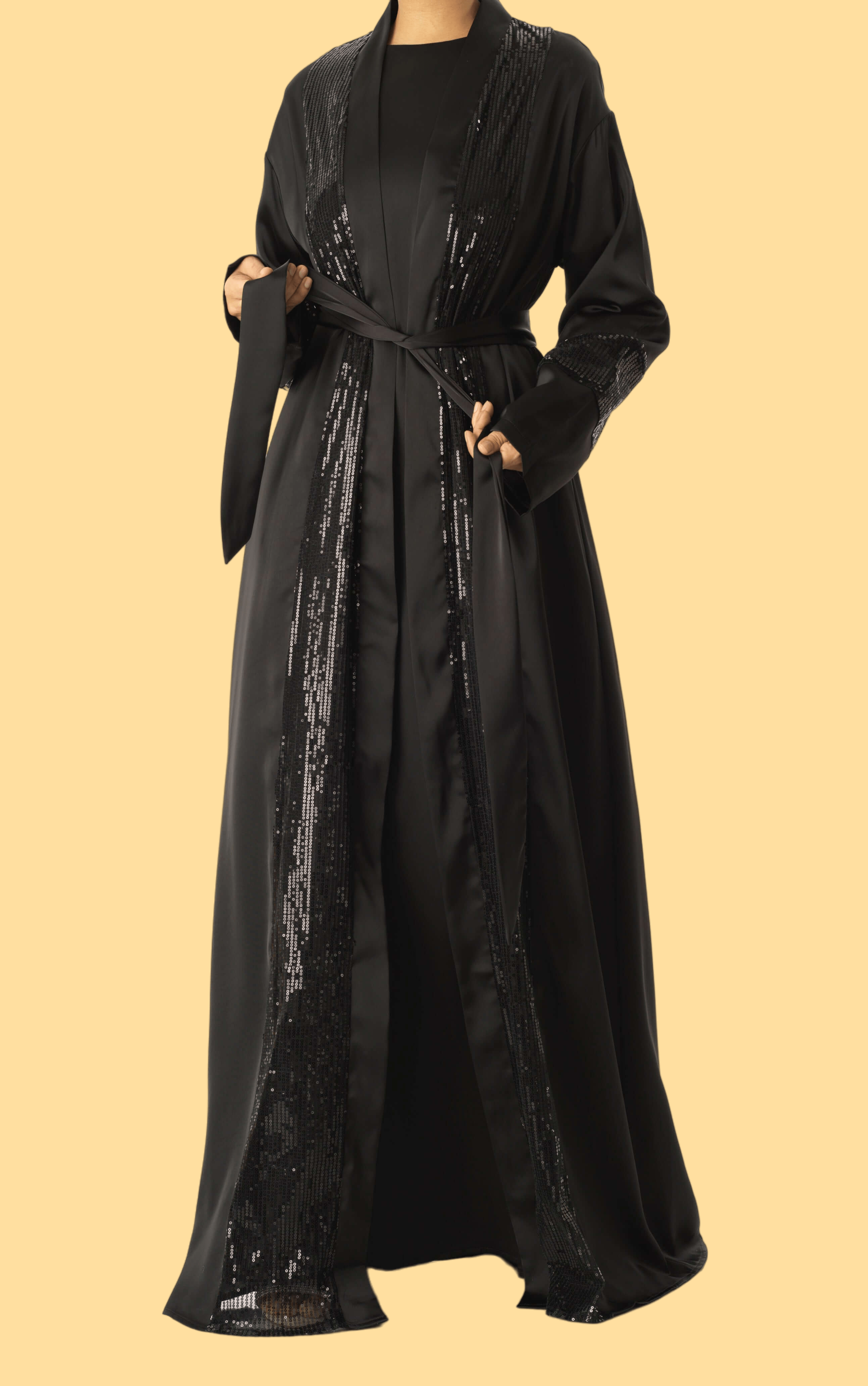 Black Malika sequin Abaya set Kabayare