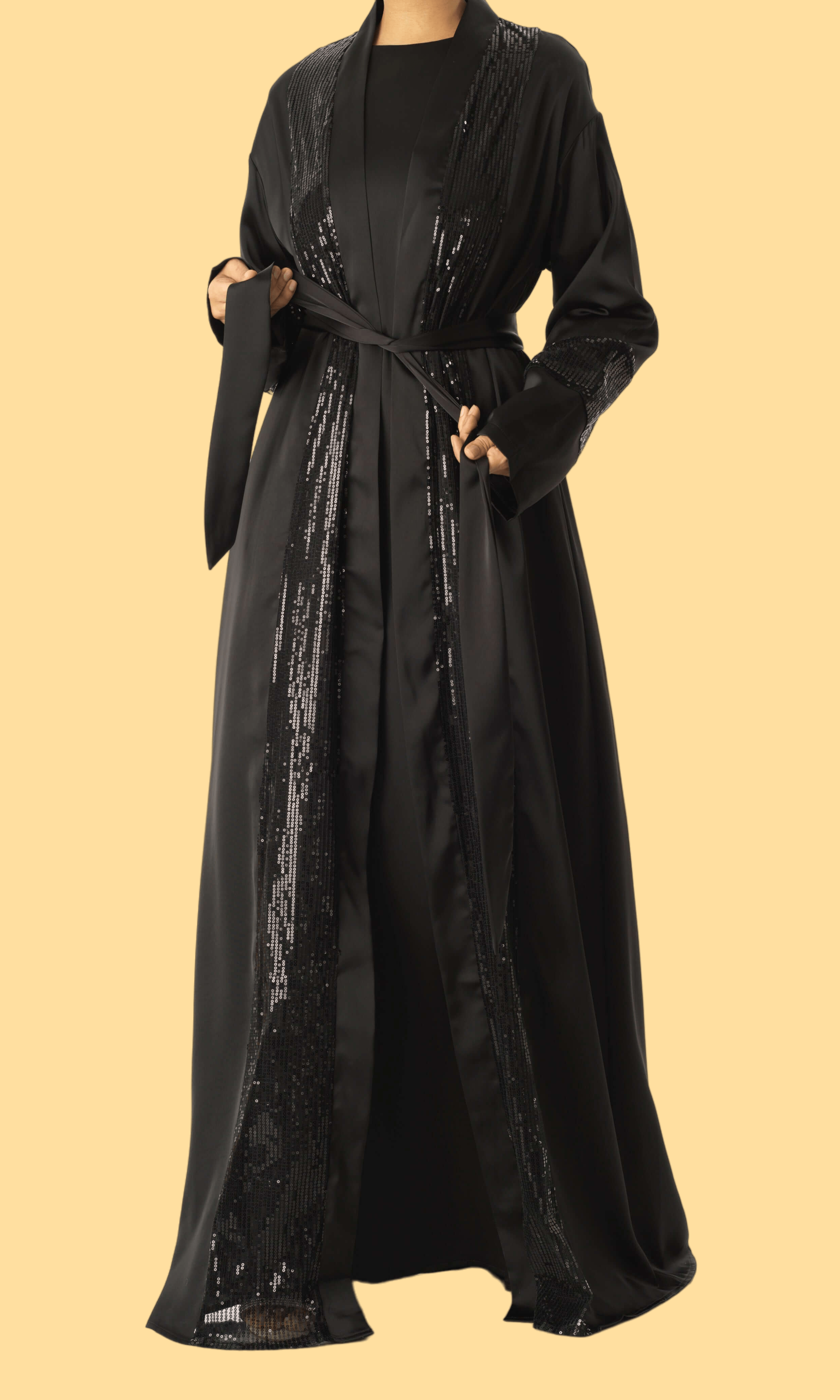 Black Malika sequin Abaya set Kabayare