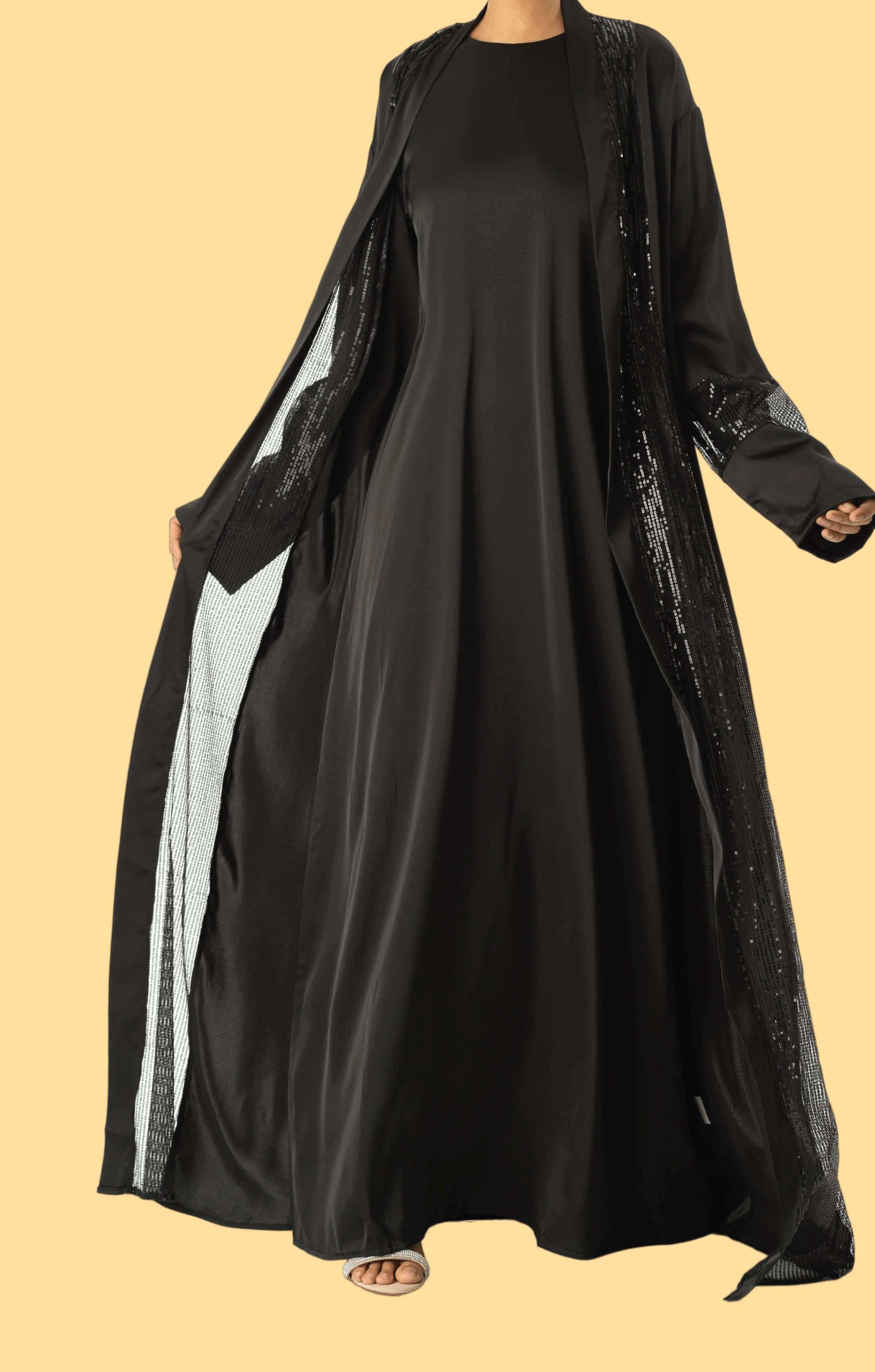 Black Malika sequin Abaya set Kabayare