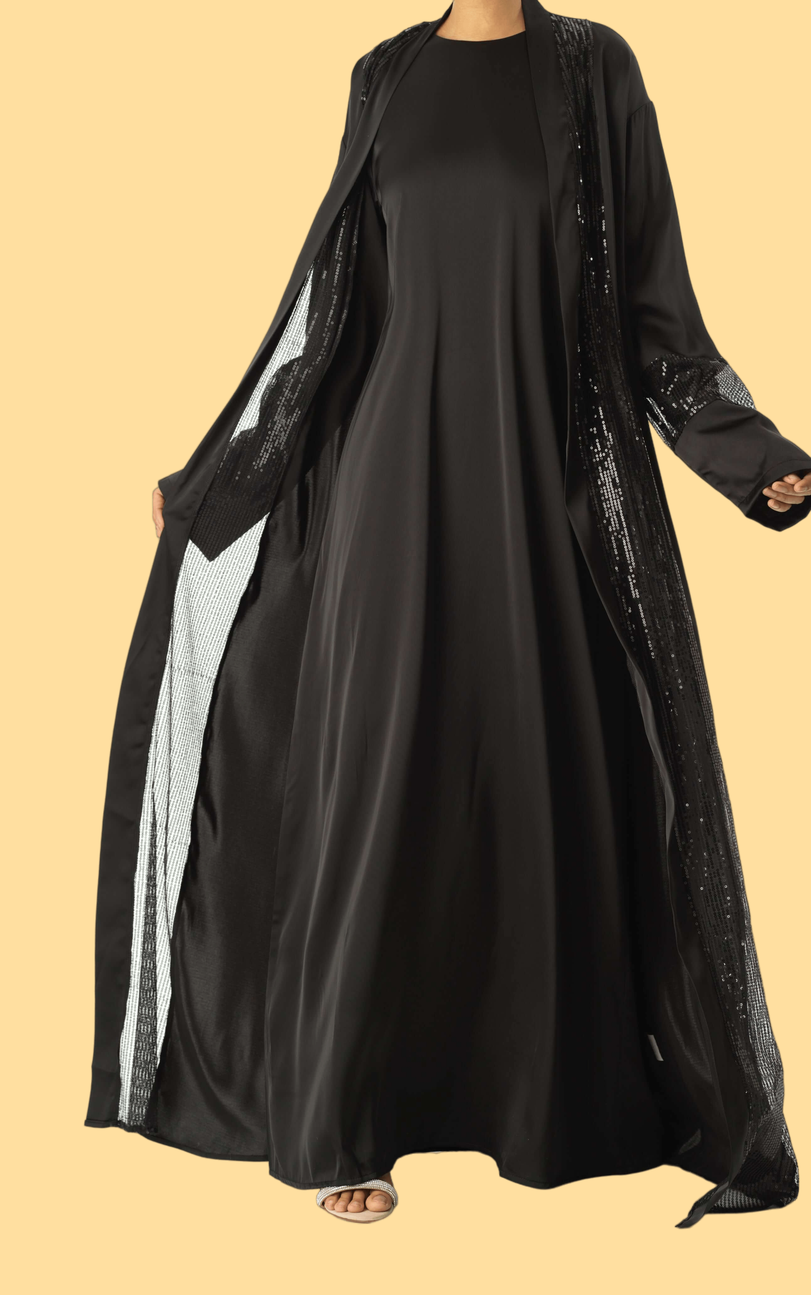Black Malika sequin Abaya set Kabayare