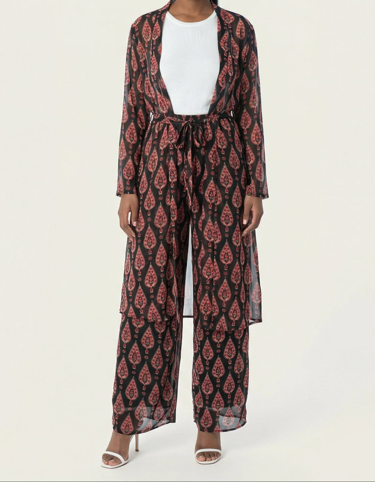 Black monniete print matching set Kabayare