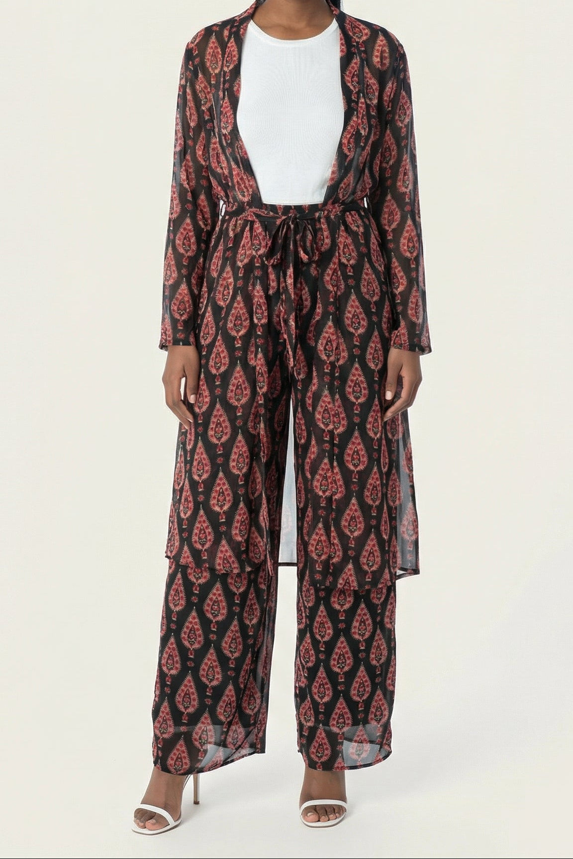 Black monniete print matching set Kabayare